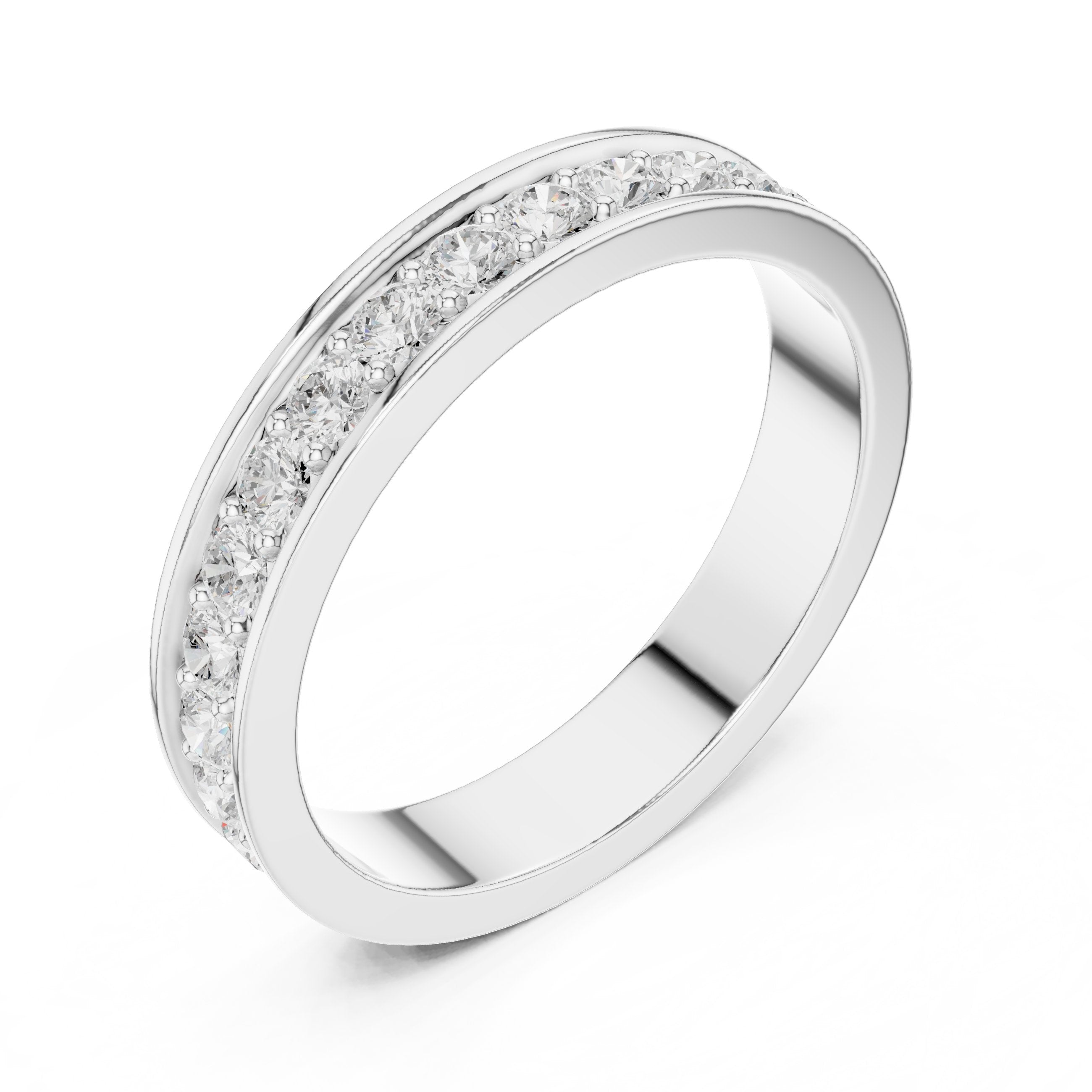 Round Diamond Channel Set Eternity Band in White Gold - VYKA Diamonds