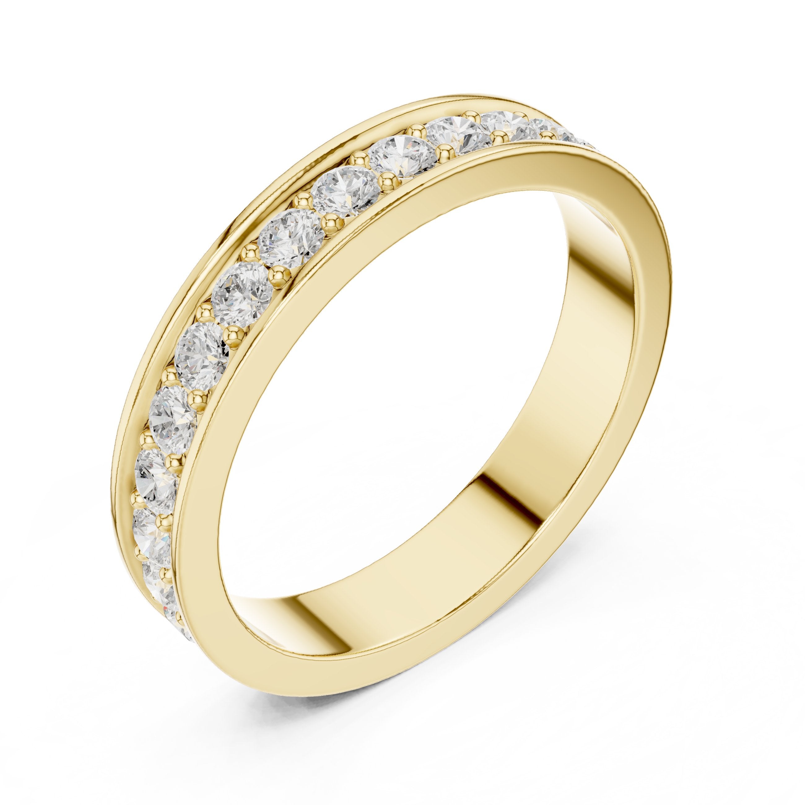 Round Diamond Channel Set Eternity Band in Yellow Gold - VYKA Diamonds