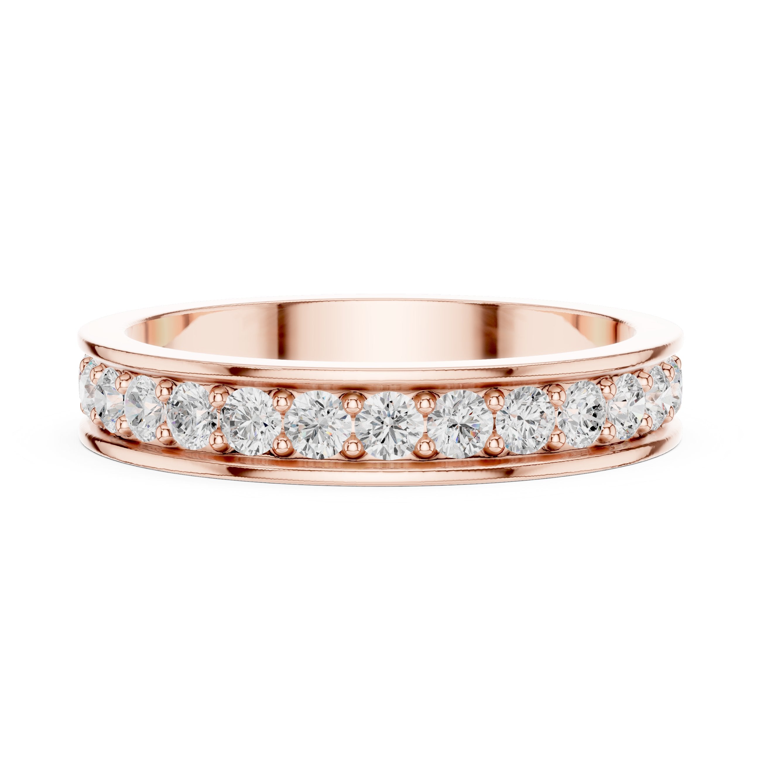 Round Diamond Channel Set Eternity Band in Rose Gold - VYKA Diamonds