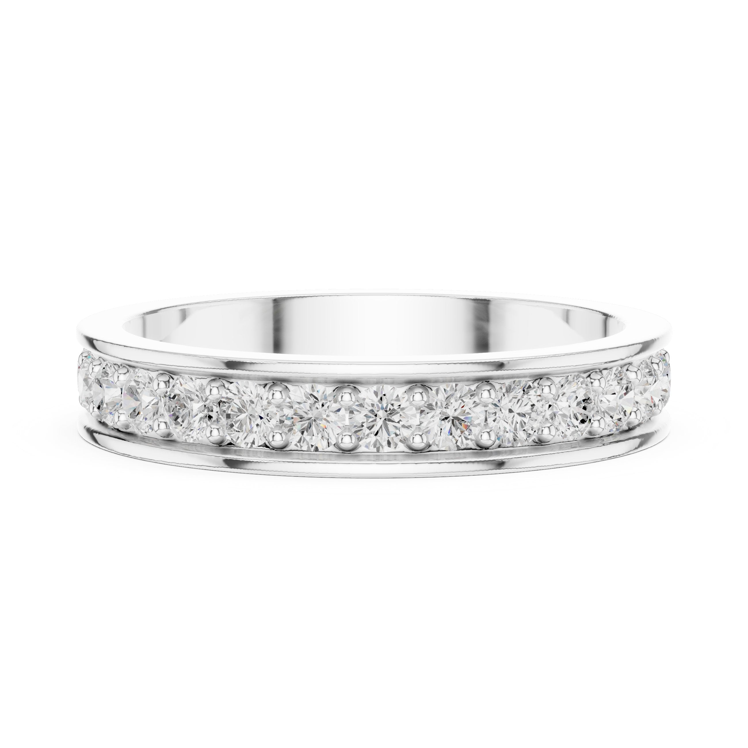Round Diamond Channel Set Eternity Band in White Gold - VYKA Diamonds