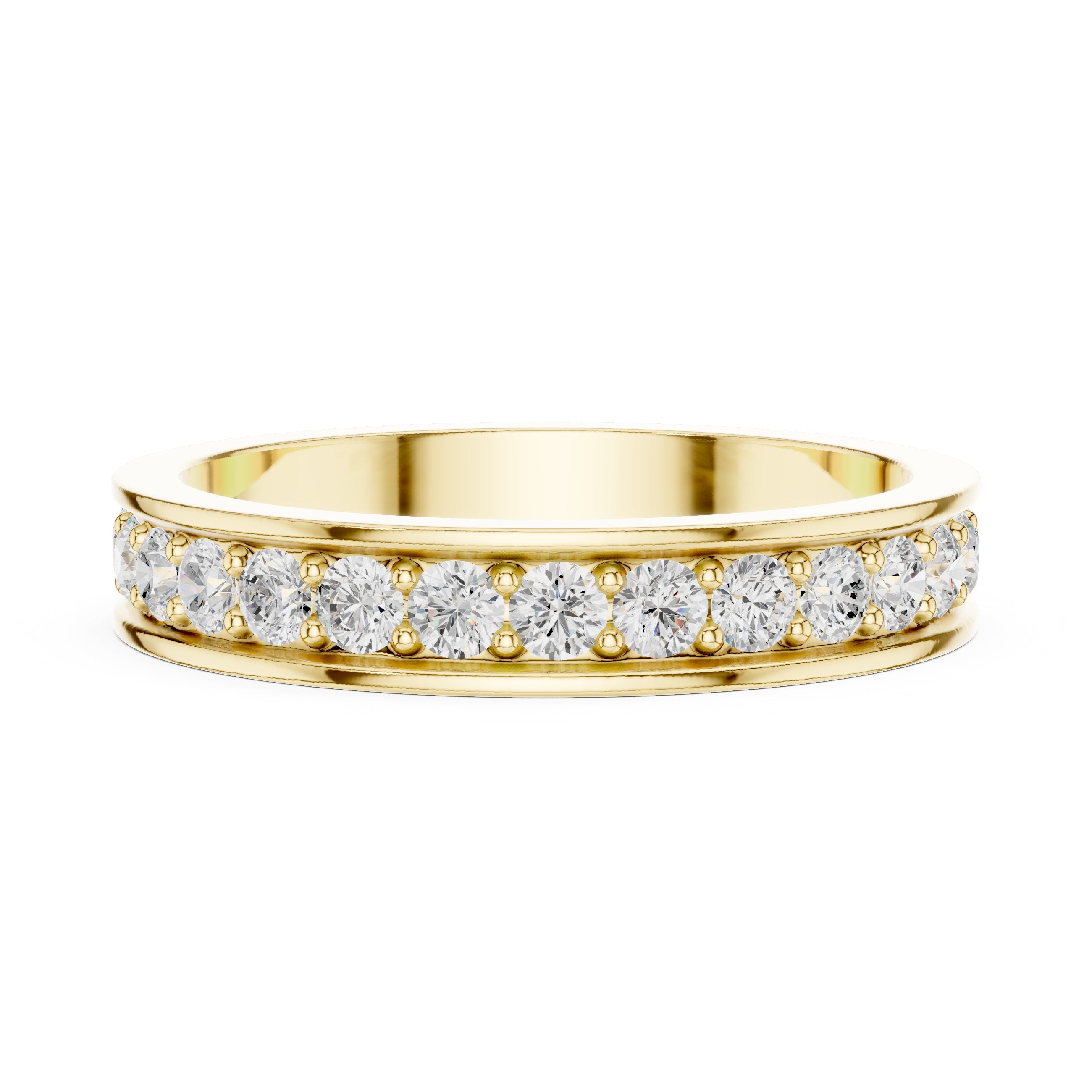Round Diamond Channel Set Eternity Band in Yellow Gold - VYKA Diamonds