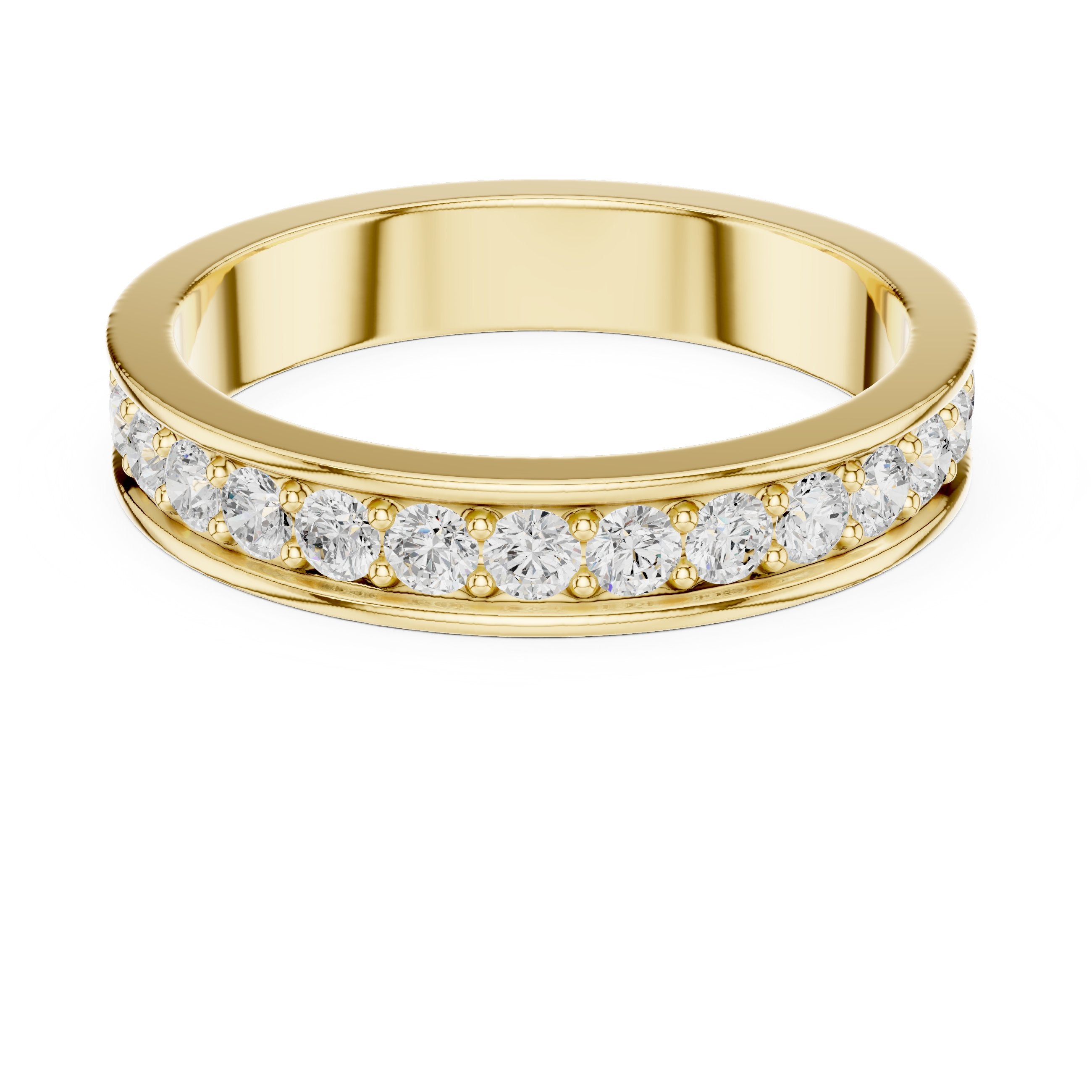 Round Diamond Channel Set Eternity Band in Yellow Gold - VYKA Diamonds