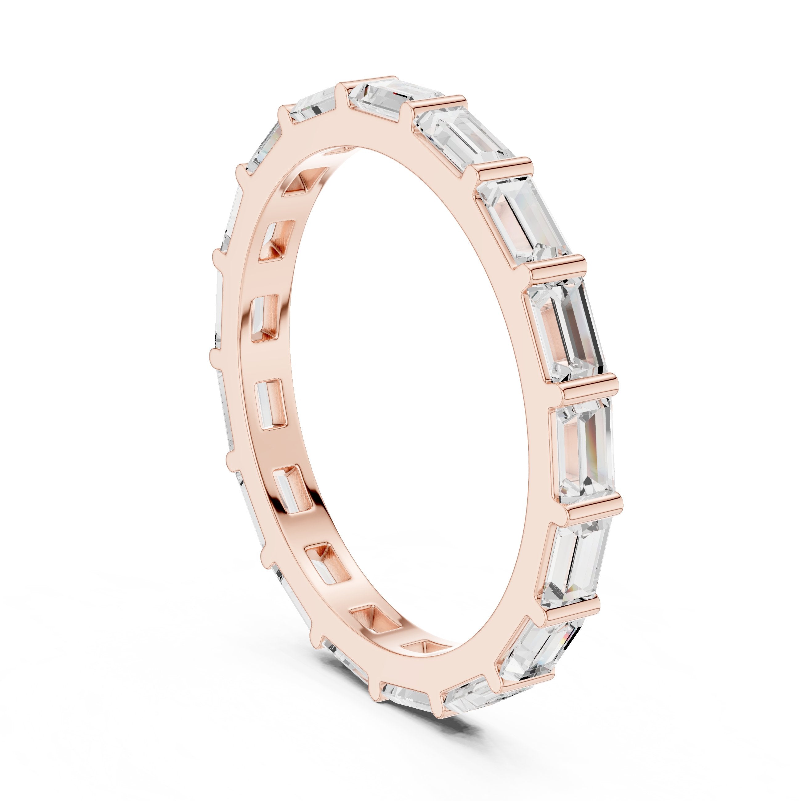 Baguette Diamond East-West Eternity Band in Rose Gold - VYKA Diamonds