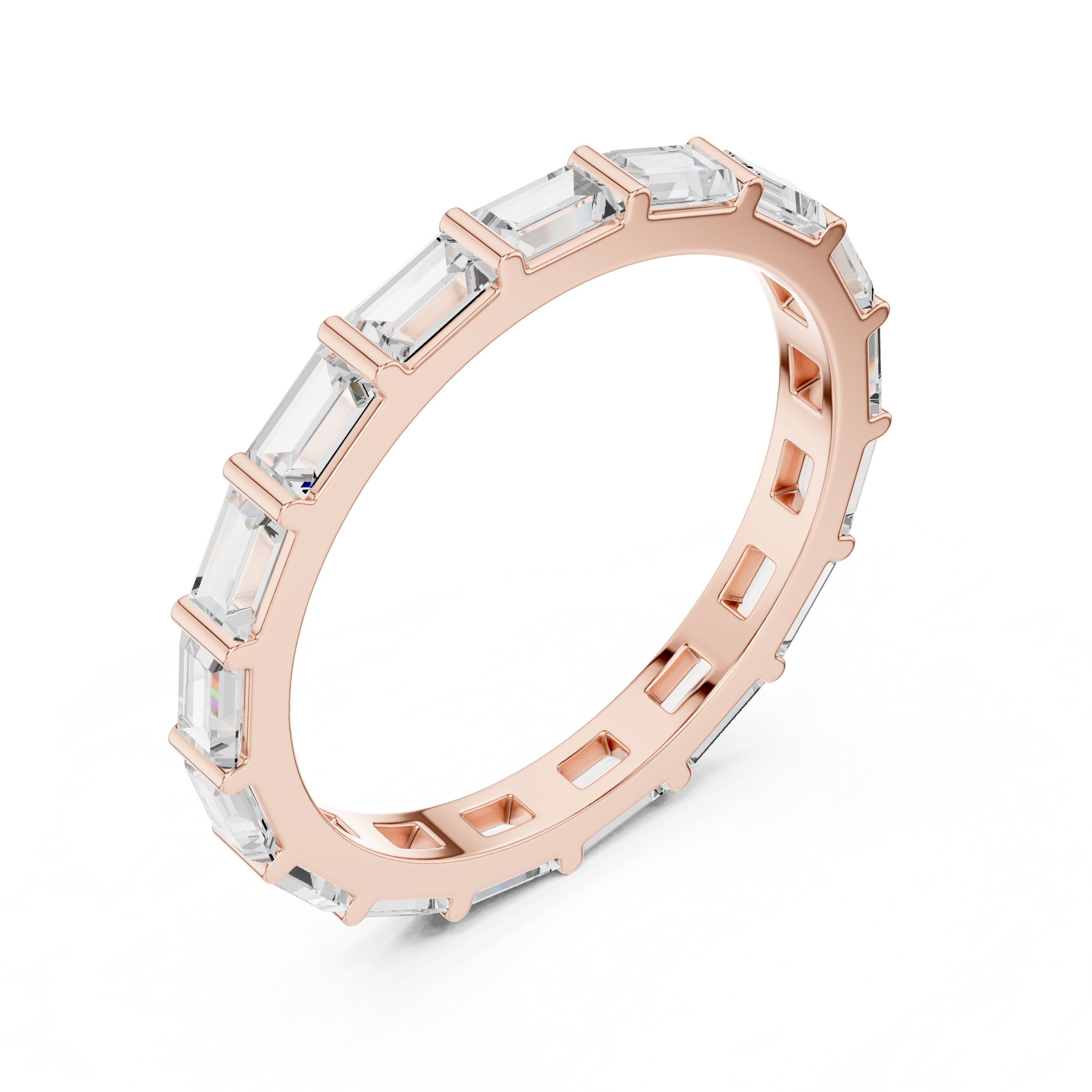 Baguette Diamond East-West Eternity Band in Rose Gold - VYKA Diamonds
