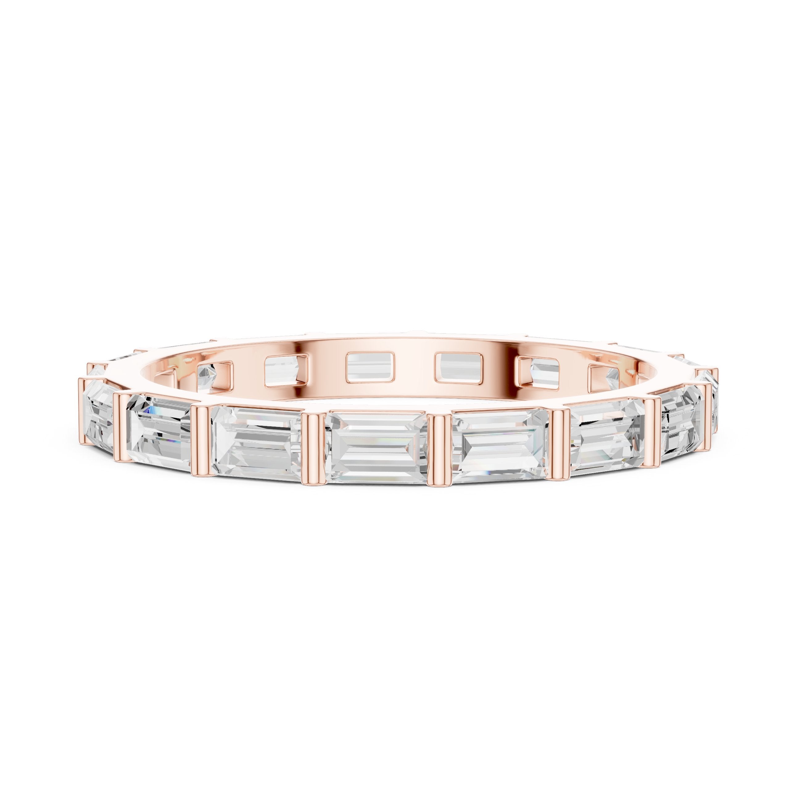 Baguette Diamond East-West Eternity Band in Rose Gold - VYKA Diamonds