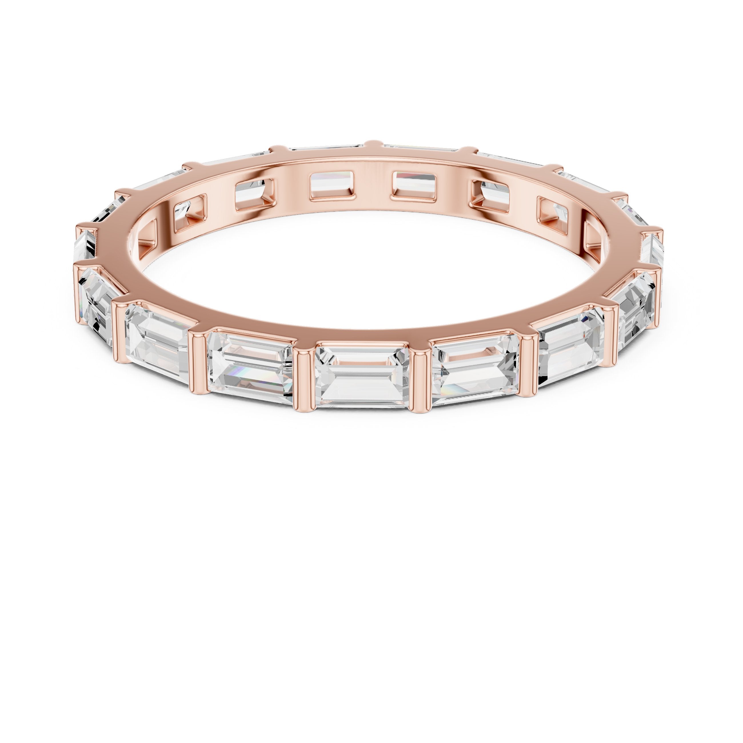 Baguette Diamond East-West Eternity Band in Rose Gold - VYKA Diamonds