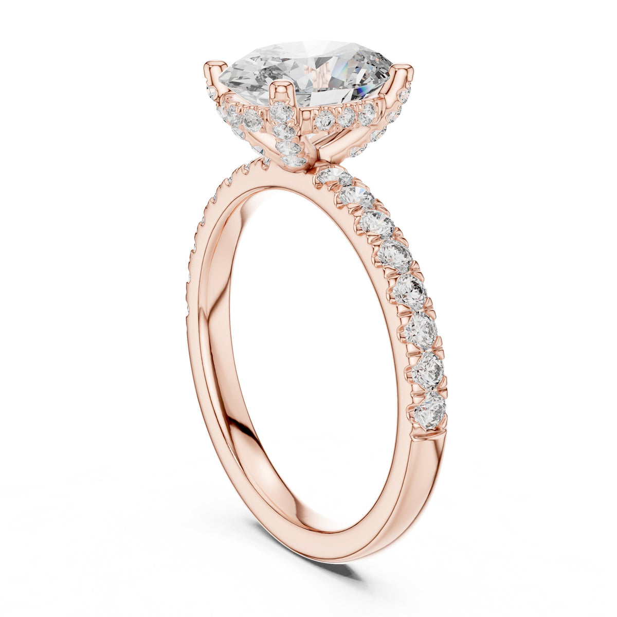 Oval Diamond Engagement Ring with Pavé Band