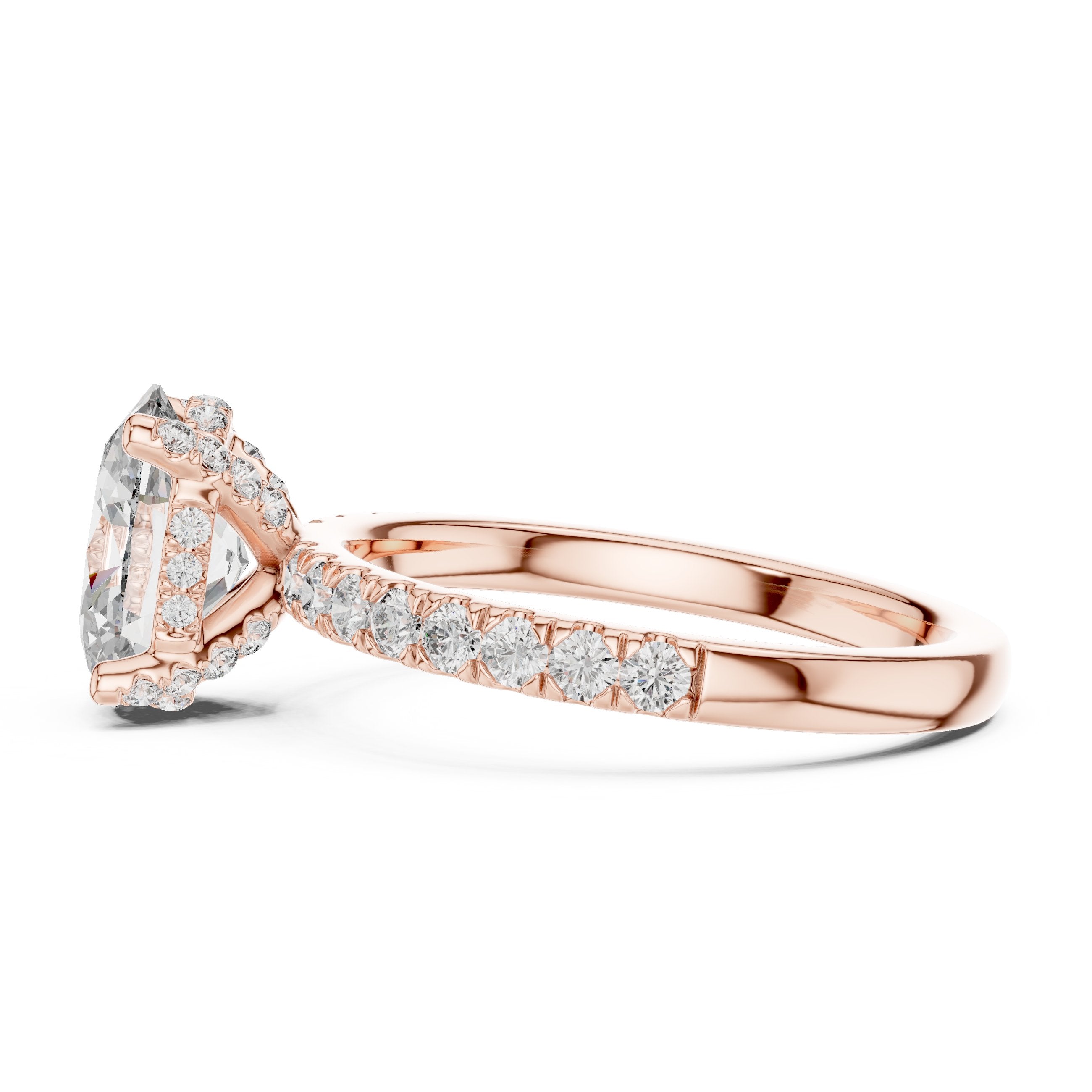 Oval Diamond Engagement Ring with Pavé Band in Rose Gold - VYKA Diamonds