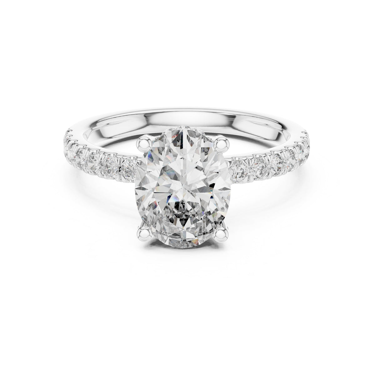 Oval Diamond Engagement Ring with Pavé Band