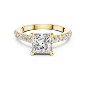 Princess Cut Engagement Ring with Pavé Band