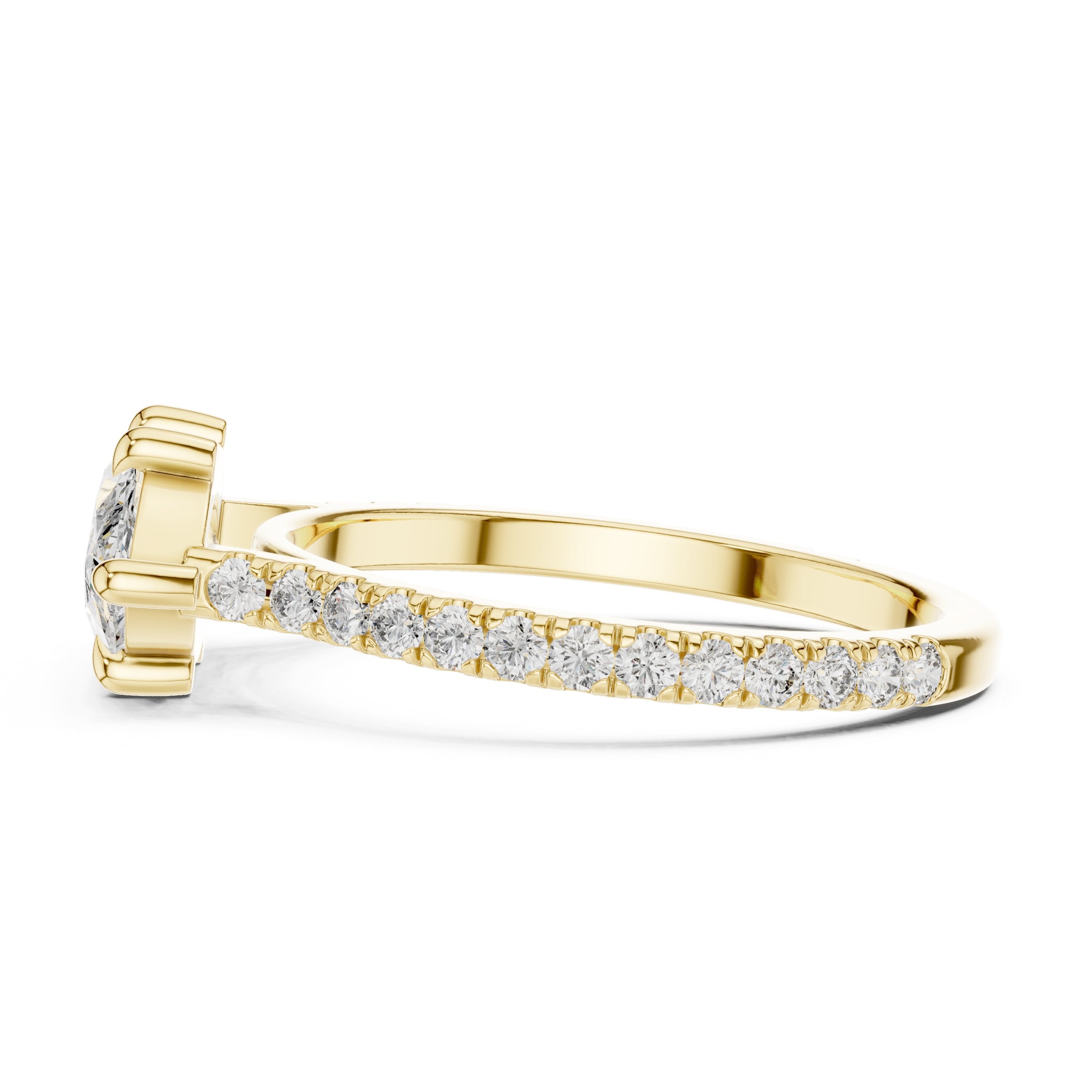 Marquise Cut Engagement Ring with Pavé Band in Yellow Gold - VYKA Diamonds