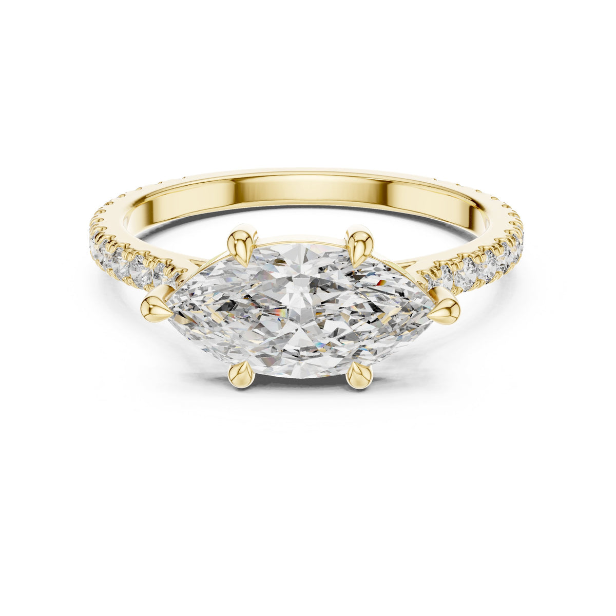 Marquise Cut Engagement Ring with Pavé Band