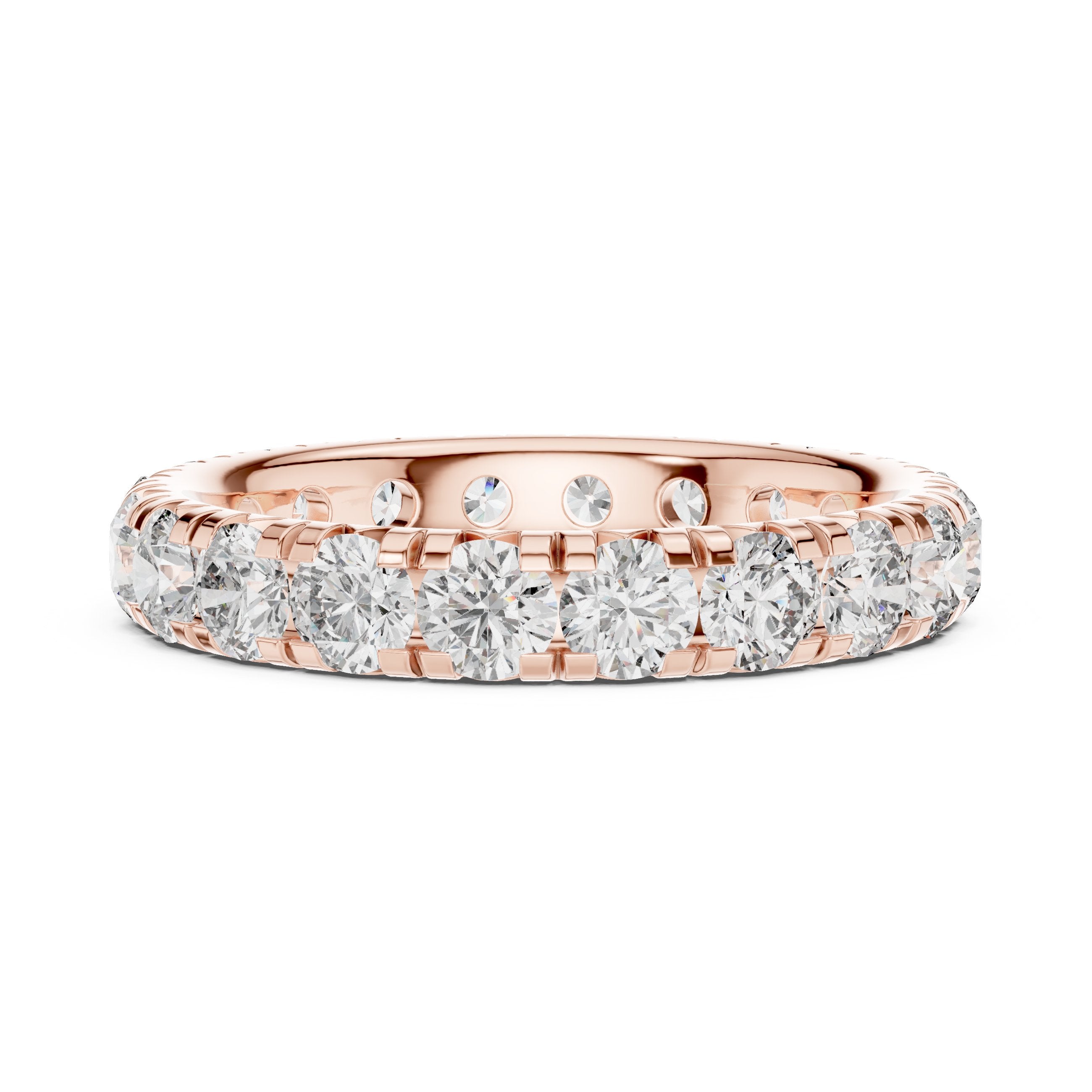 Round Diamond Multi-Row Pavé Eternity Band in Rose Gold - VYKA Diamonds