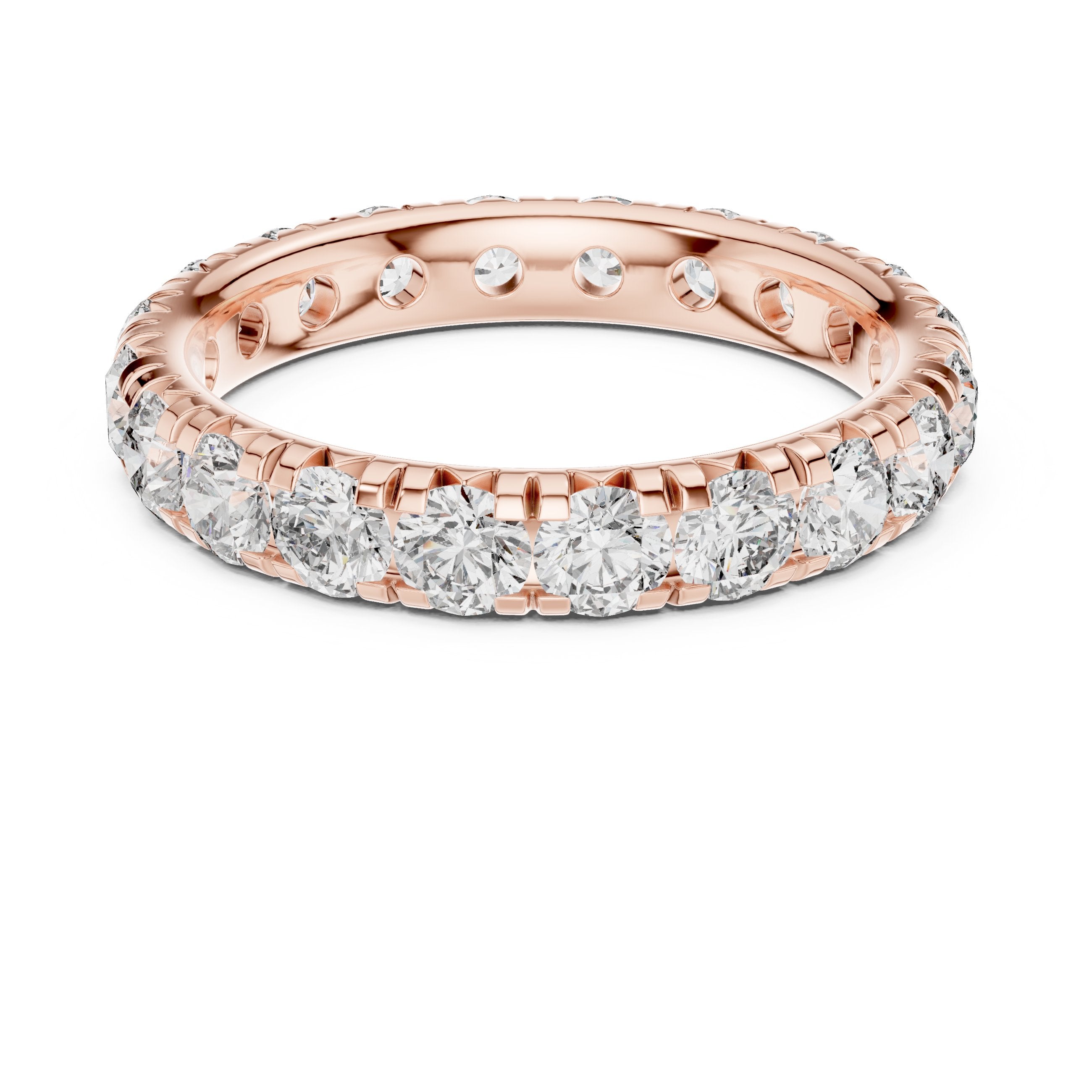 Round Diamond Multi-Row Pavé Eternity Band in Rose Gold - VYKA Diamonds