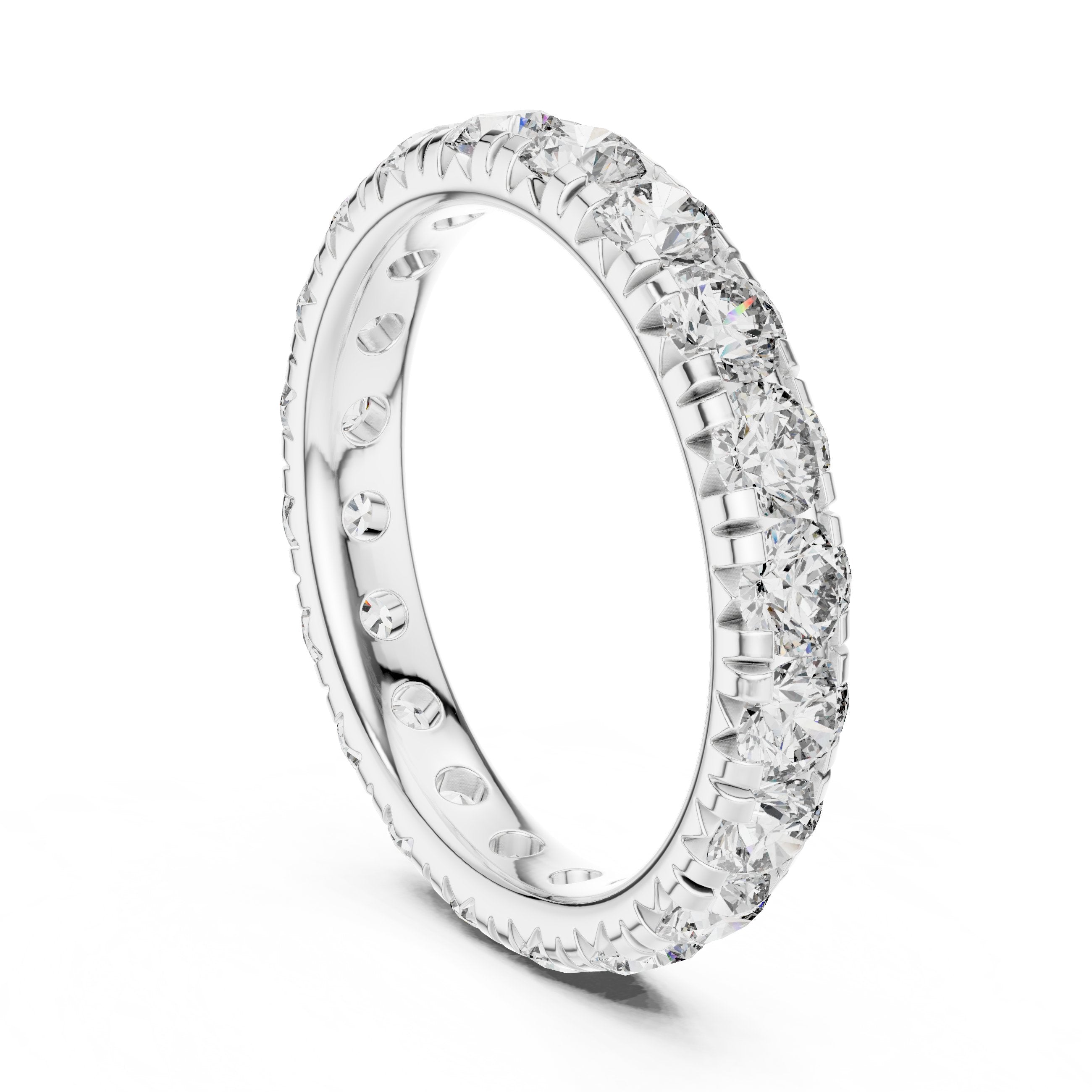 Round Diamond Multi-Row Pavé Eternity Band in White Gold - VYKA Diamonds