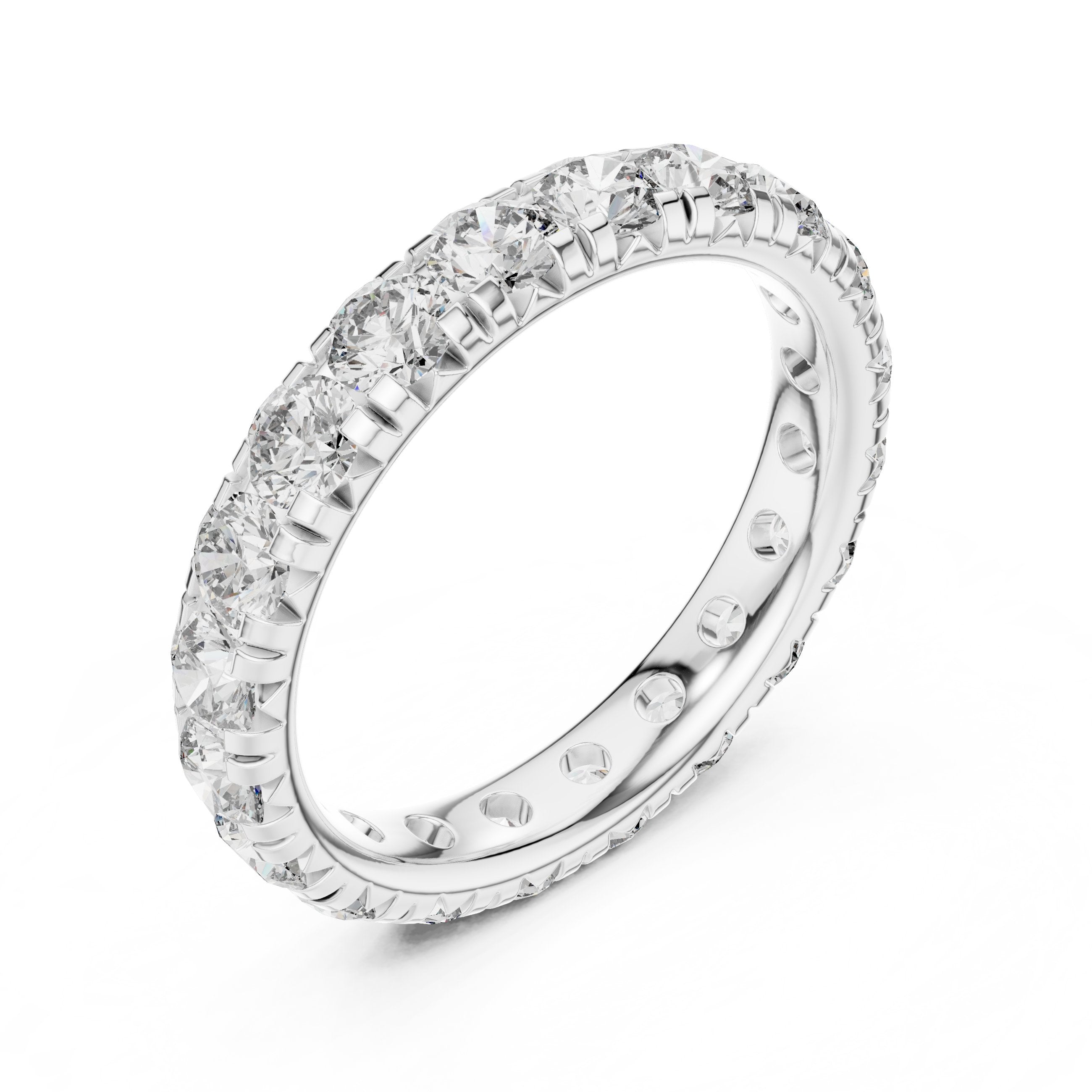 Round Diamond Multi-Row Pavé Eternity Band in White Gold - VYKA Diamonds