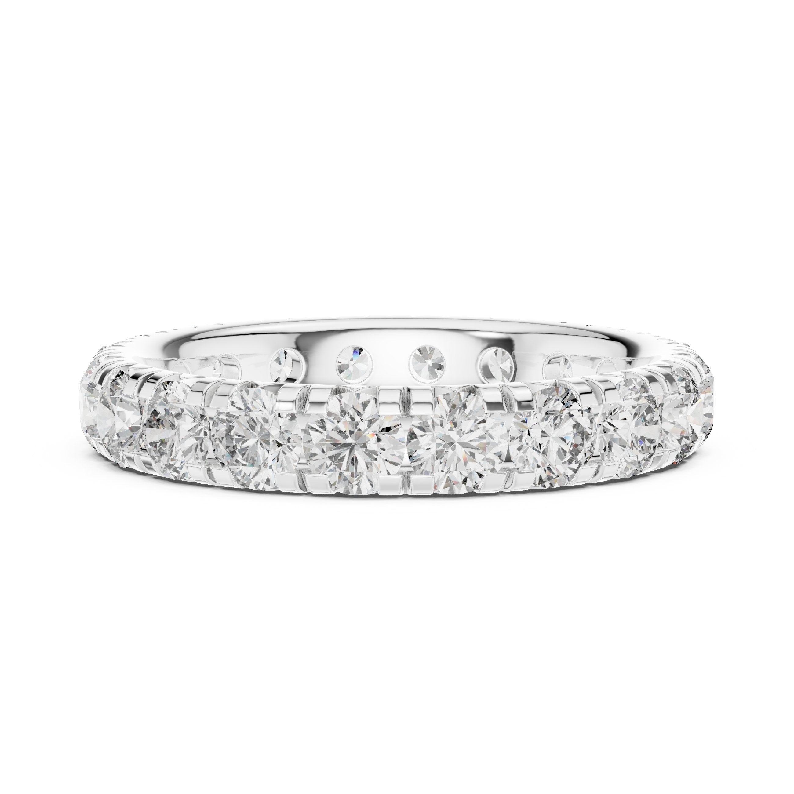 Round Diamond Multi-Row Pavé Eternity Band in White Gold - VYKA Diamonds