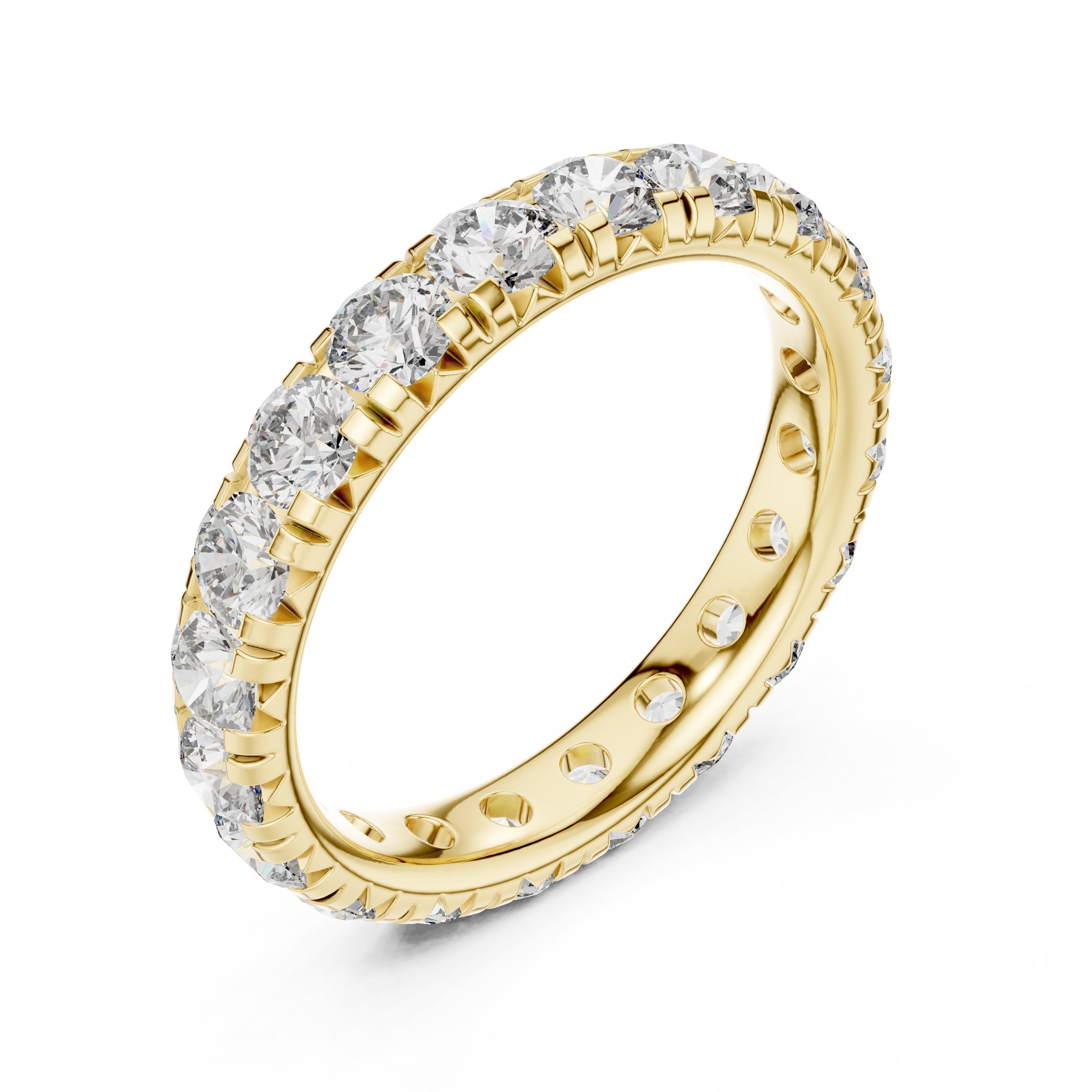 Round Diamond Multi-Row Pavé Eternity Band in Yellow Gold - VYKA Diamonds