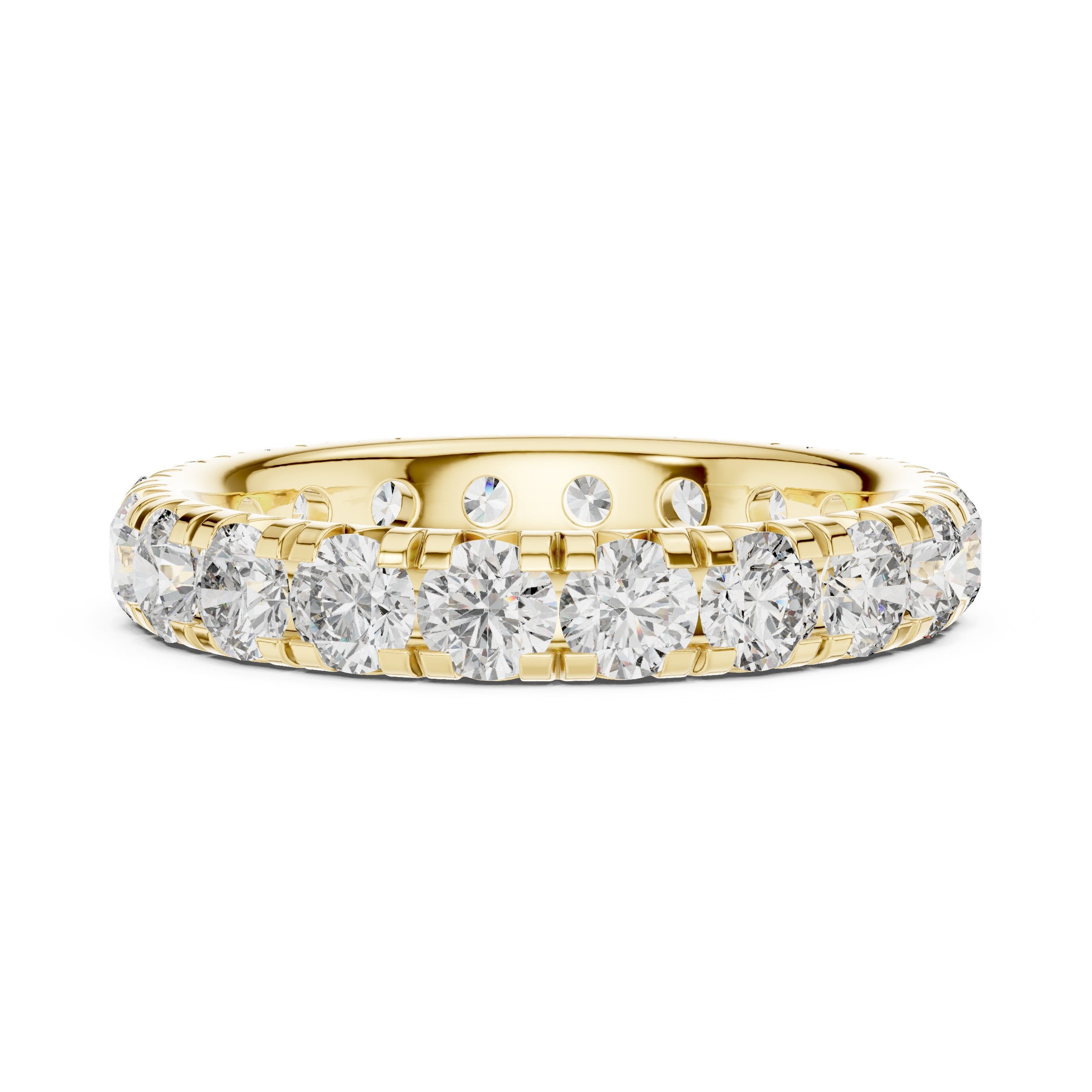 Round Diamond Multi-Row Pavé Eternity Band in Yellow Gold - VYKA Diamonds