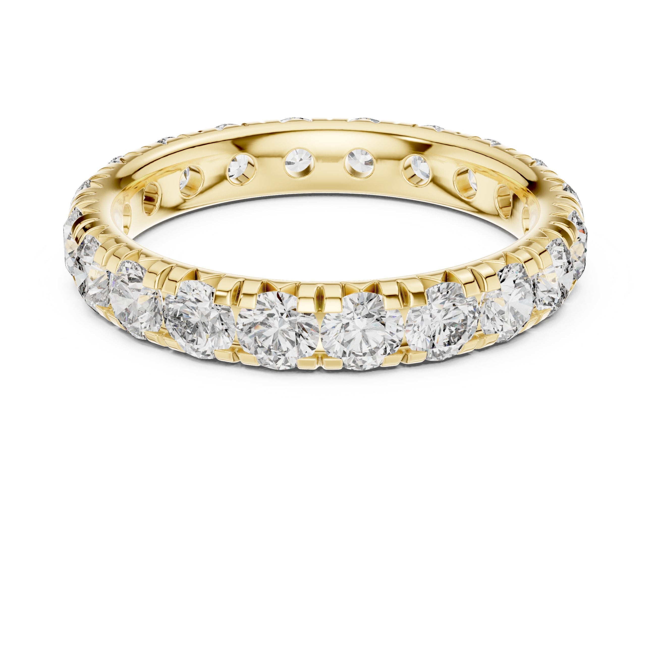 Round Diamond Multi-Row Pavé Eternity Band in Yellow Gold - VYKA Diamonds