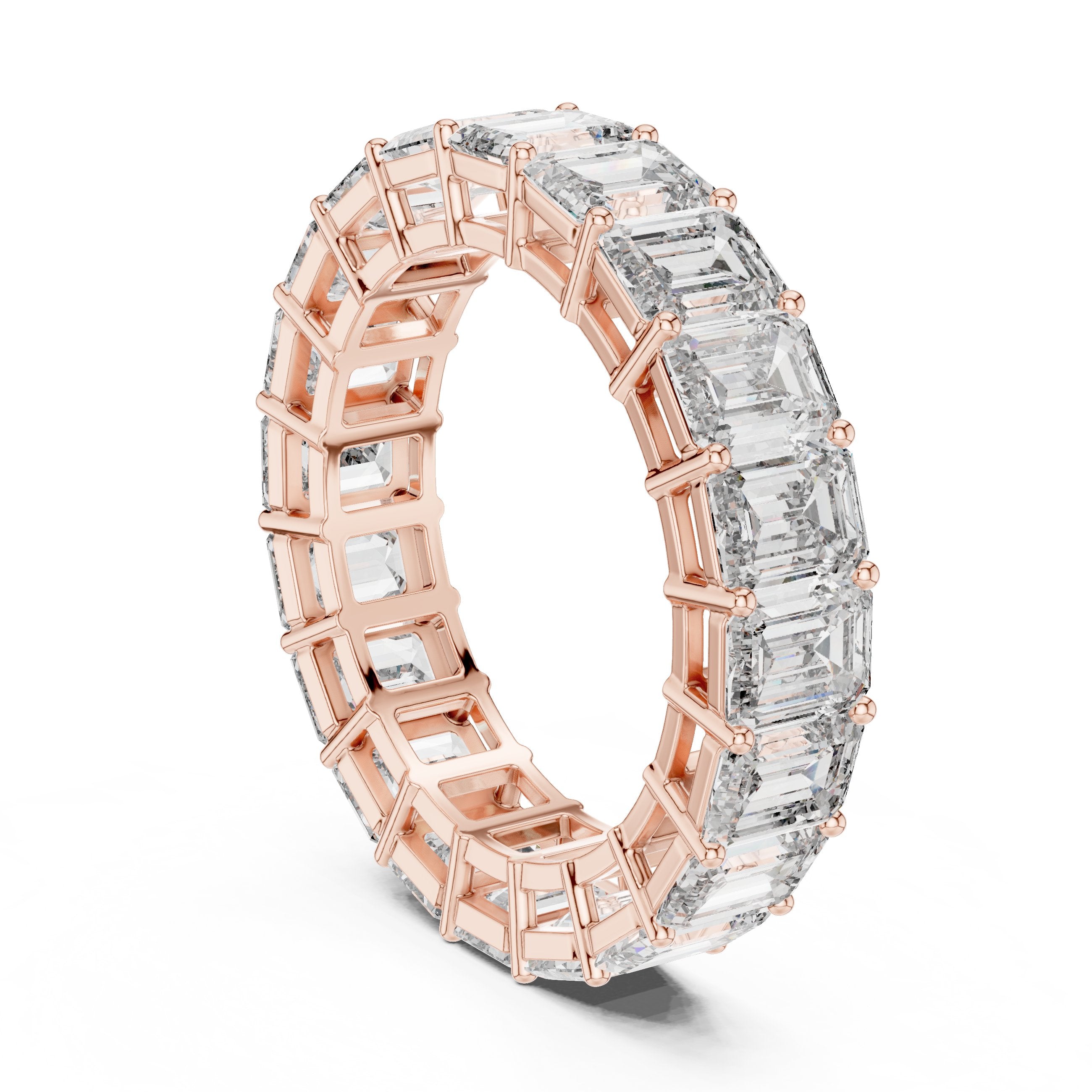 Round Diamond Wide Floral X-Cluster Band in Rose Gold - VYKA Diamonds