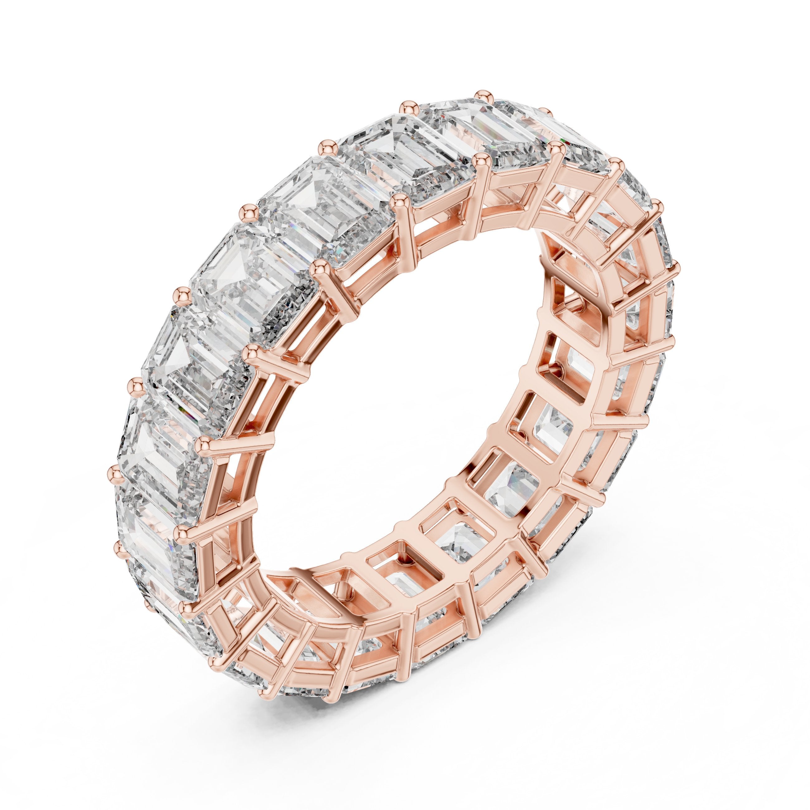 Round Diamond Wide Floral X-Cluster Band in Rose Gold - VYKA Diamonds