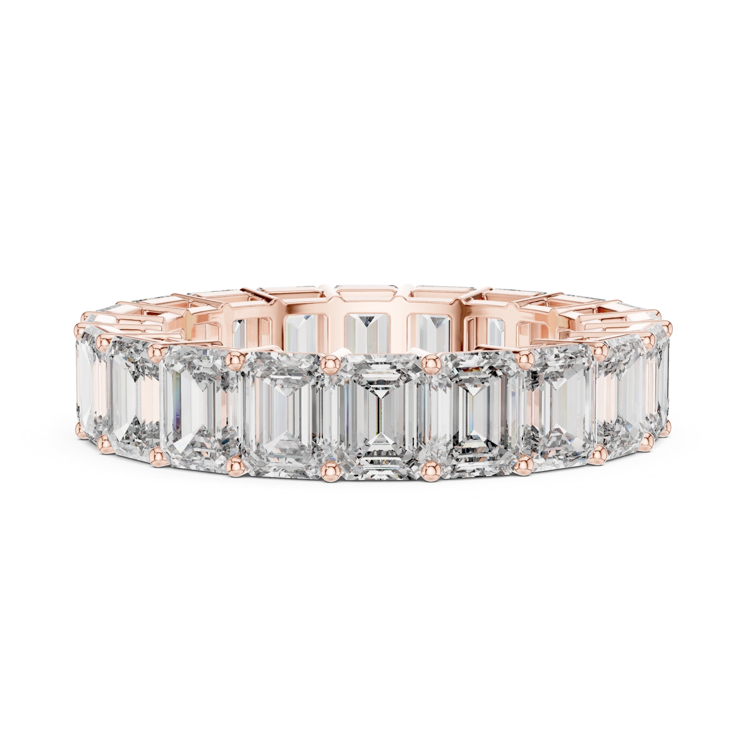 Round Diamond Wide Floral X-Cluster Band in Rose Gold - VYKA Diamonds