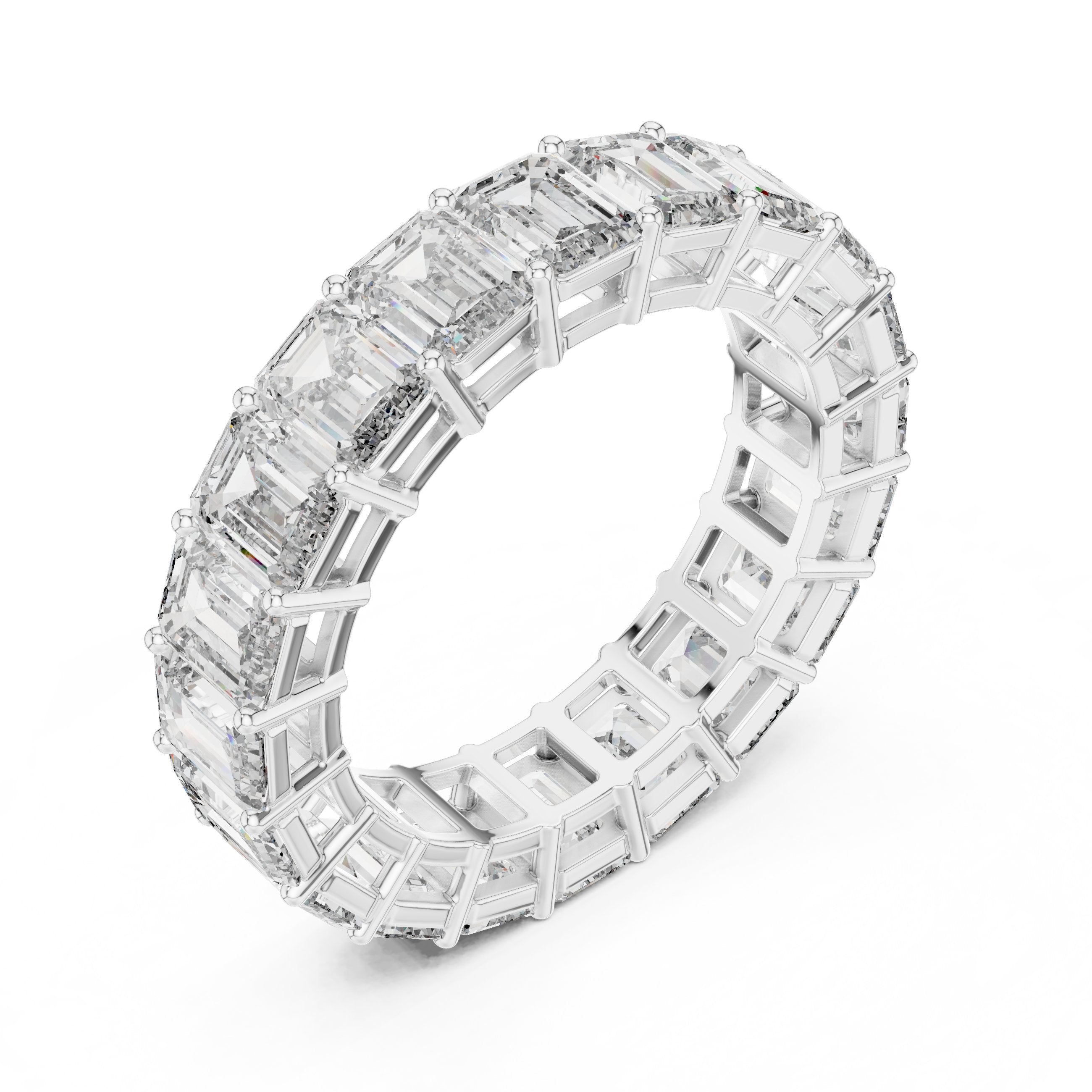 Round Diamond Wide Floral X-Cluster Band in White Gold - VYKA Diamonds