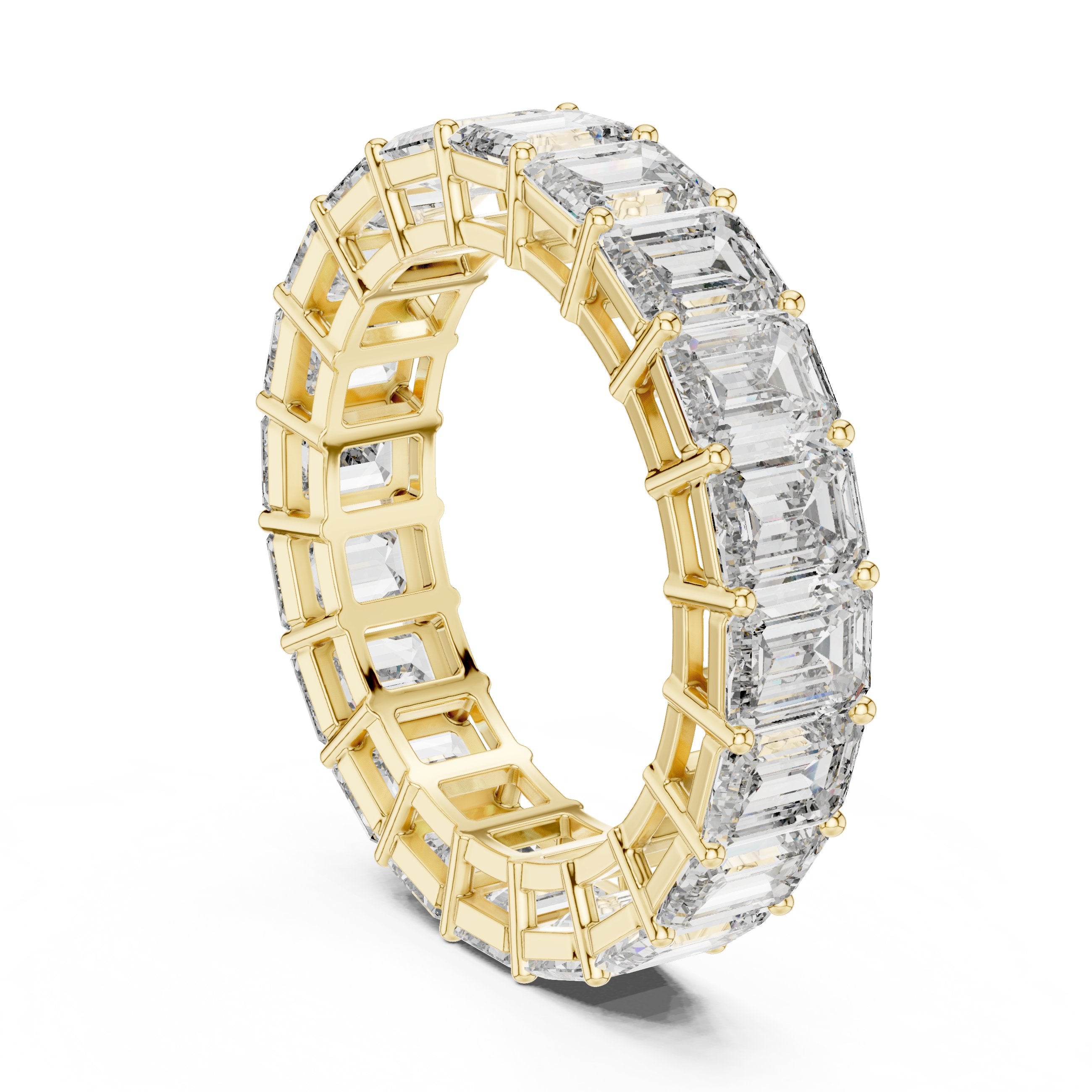Round Diamond Wide Floral X-Cluster Band in Yellow Gold - VYKA Diamonds