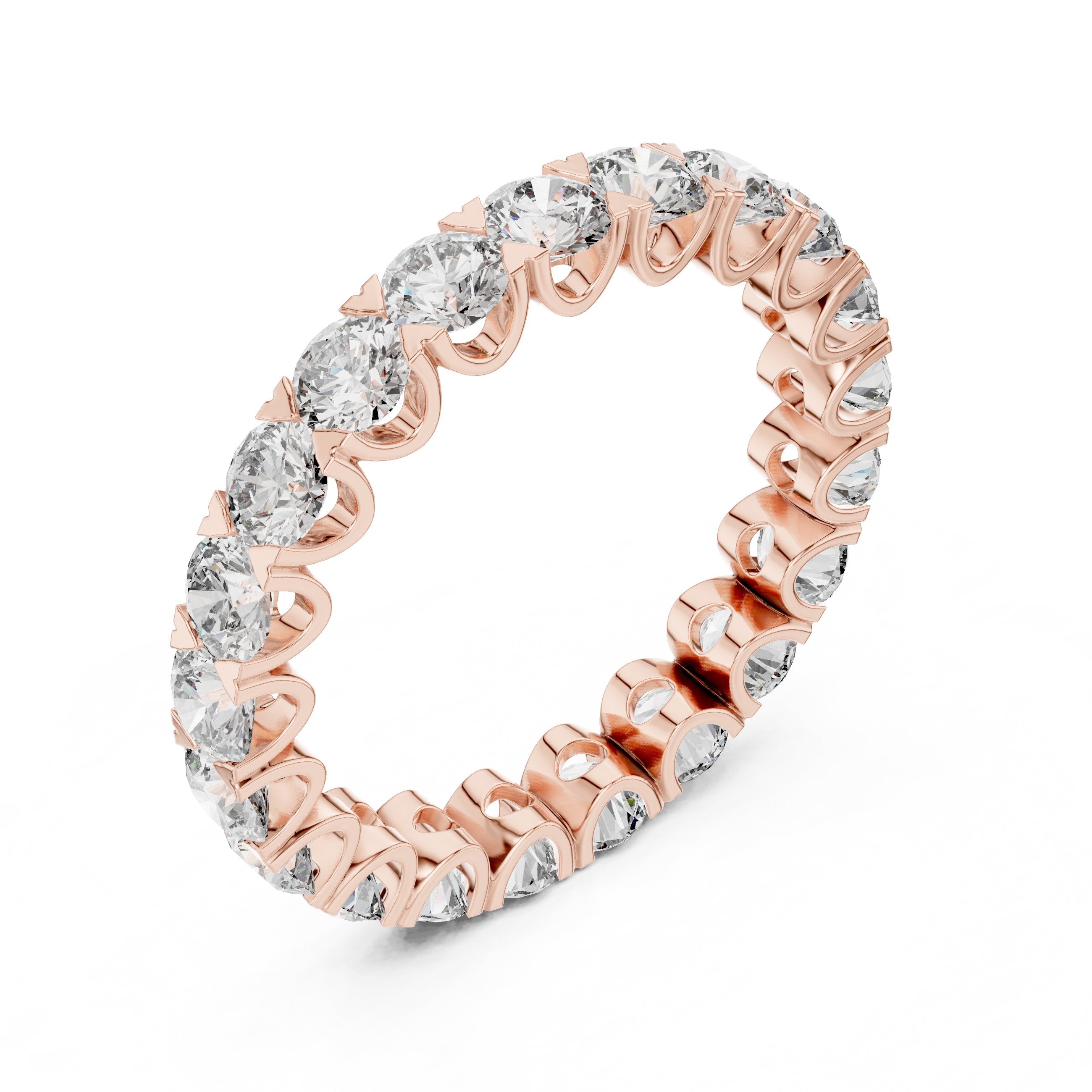 Round Diamond Claw Set Full Eternity Band in Rose Gold - VYKA Diamonds
