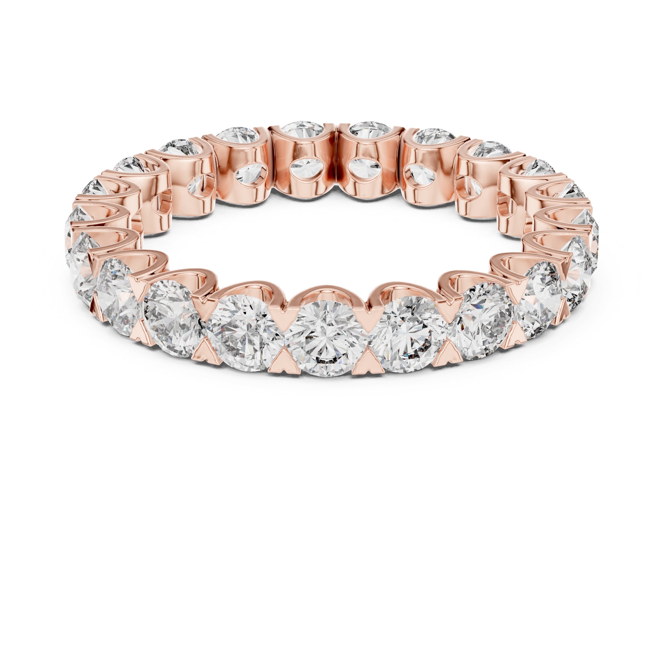 Round Diamond Claw Set Full Eternity Band in Rose Gold - VYKA Diamonds
