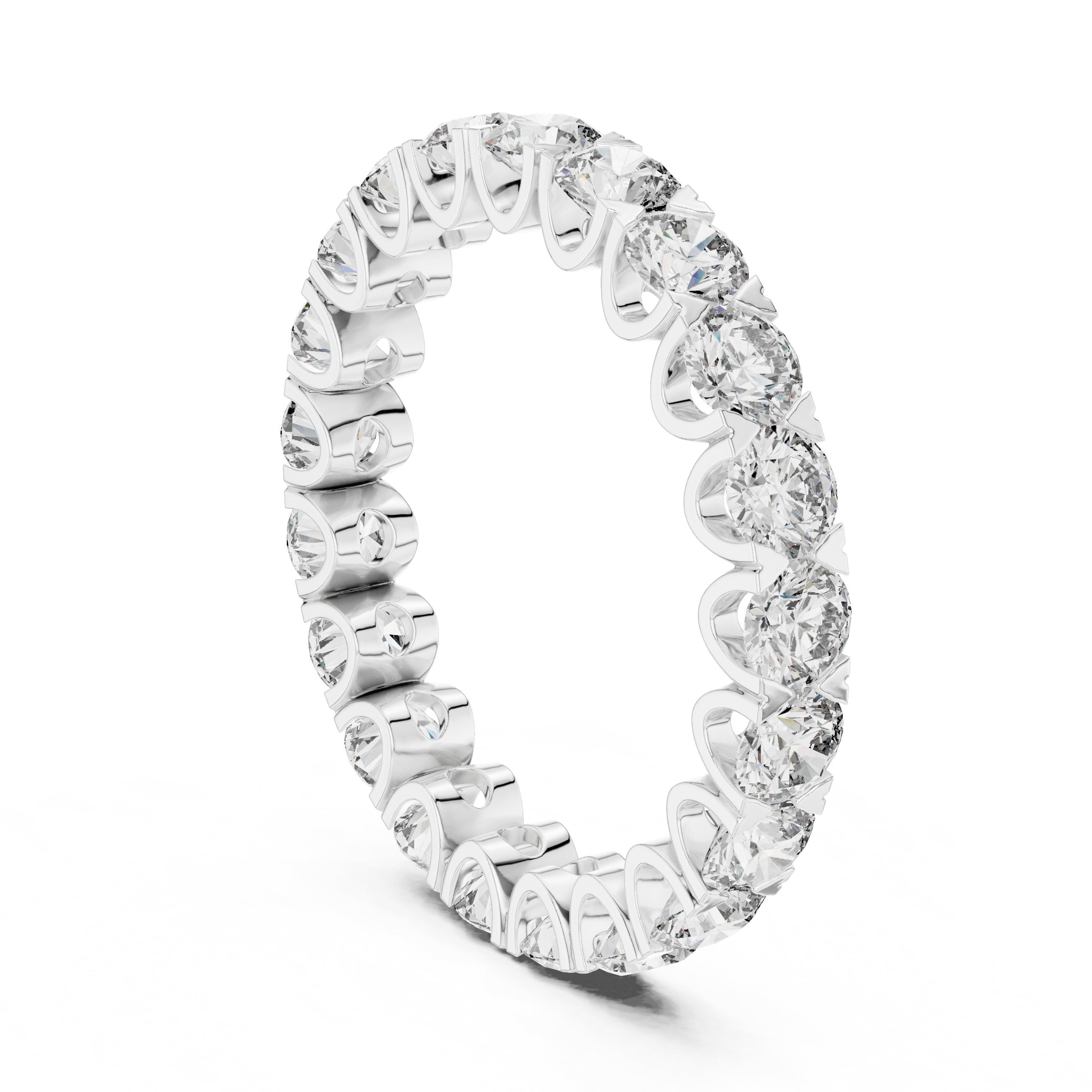 Round Diamond Claw Set Full Eternity Band in White Gold - VYKA Diamonds