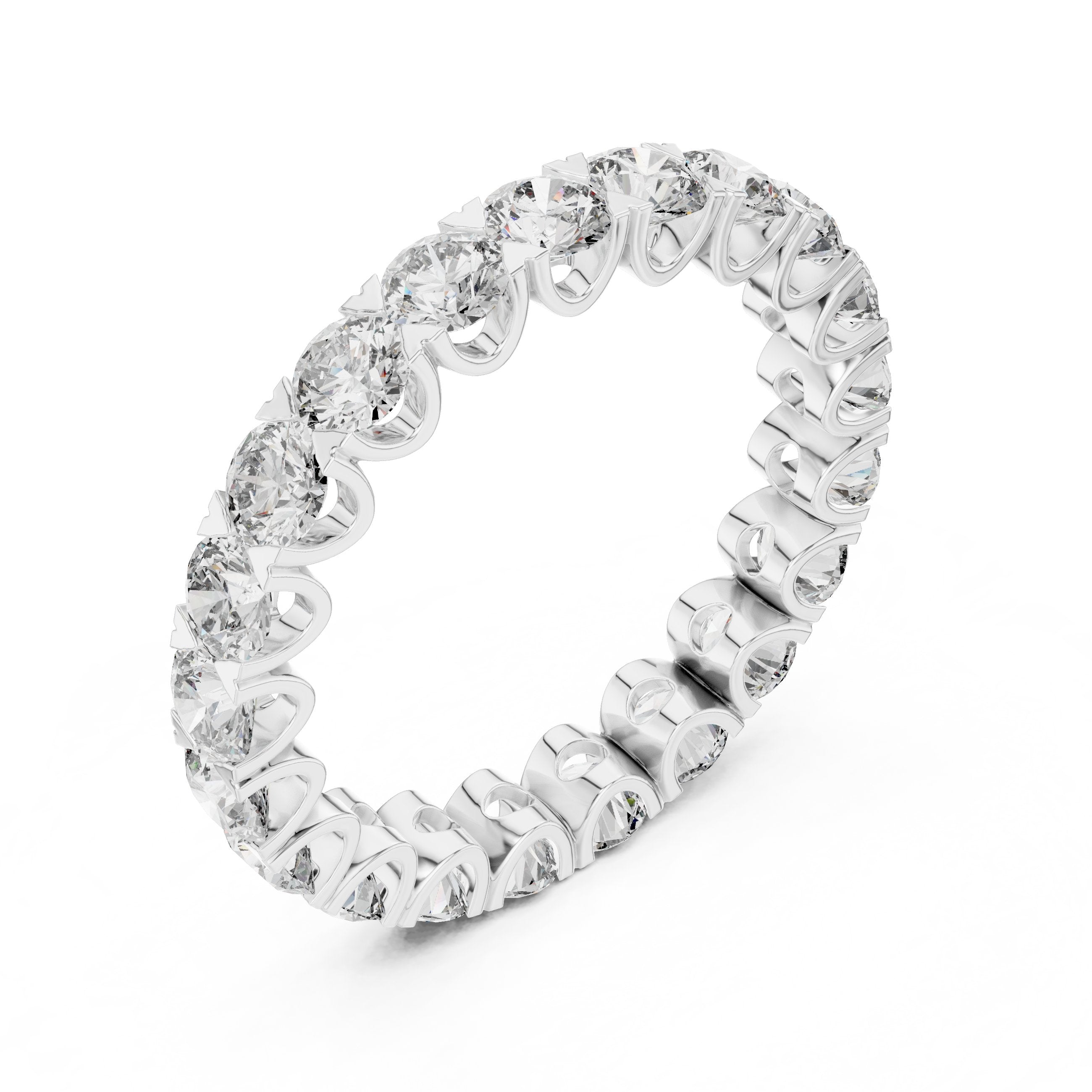 Round Diamond Claw Set Full Eternity Band in White Gold - VYKA Diamonds