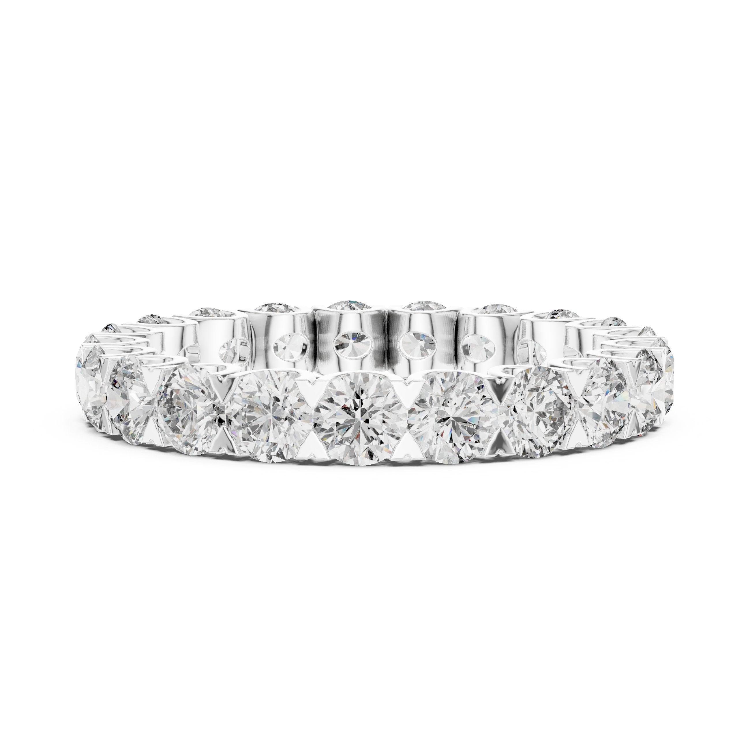 Round Diamond Claw Set Full Eternity Band in White Gold - VYKA Diamonds