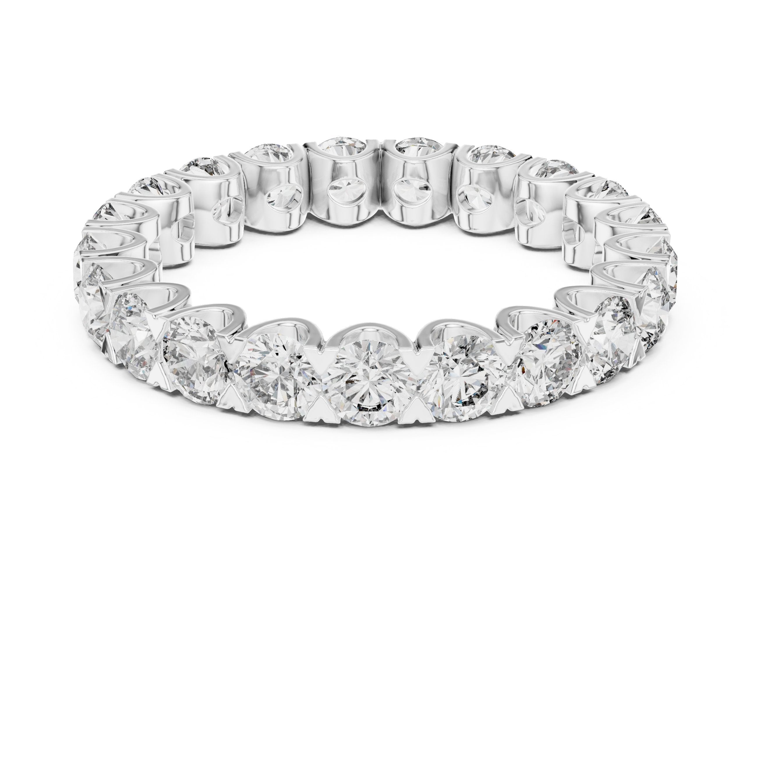 Round Diamond Claw Set Full Eternity Band in White Gold - VYKA Diamonds