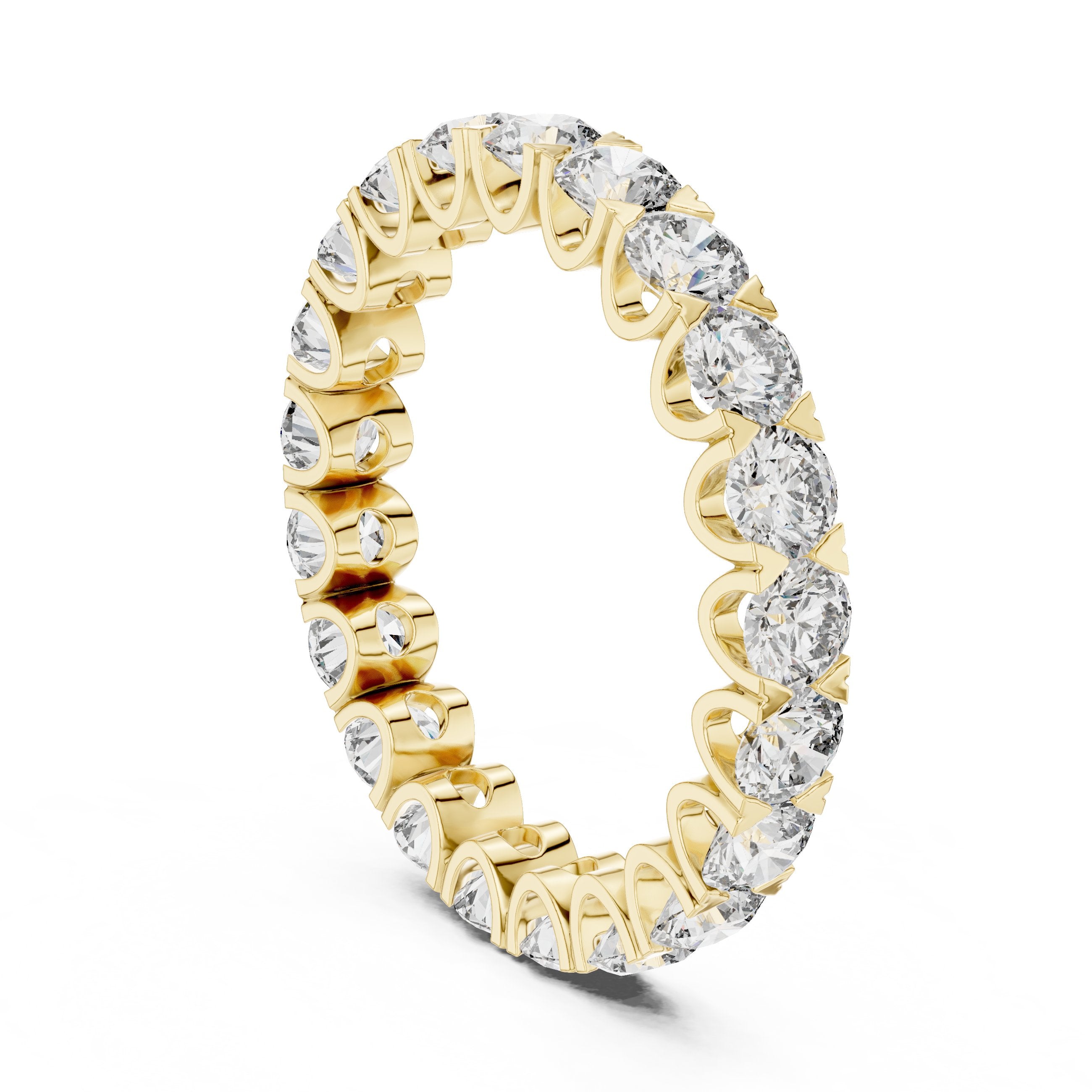 Round Diamond Claw Set Full Eternity Band in Yellow Gold - VYKA Diamonds