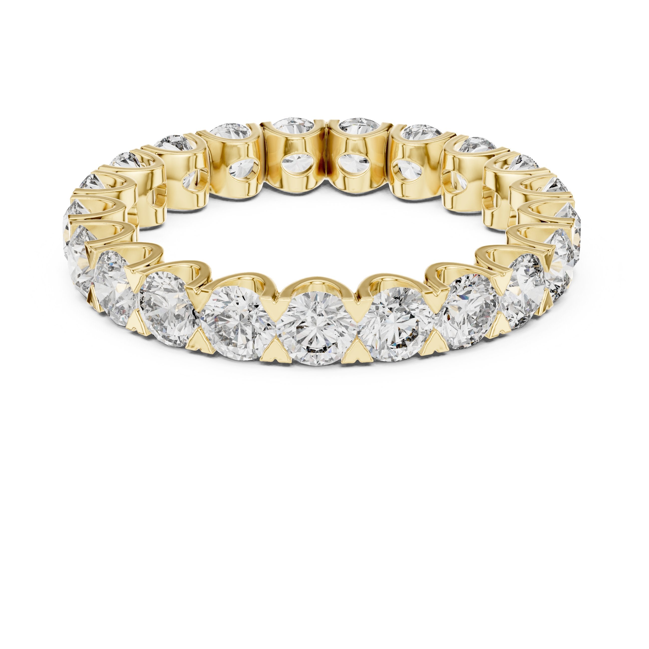 Round Diamond Claw Set Full Eternity Band in Yellow Gold - VYKA Diamonds