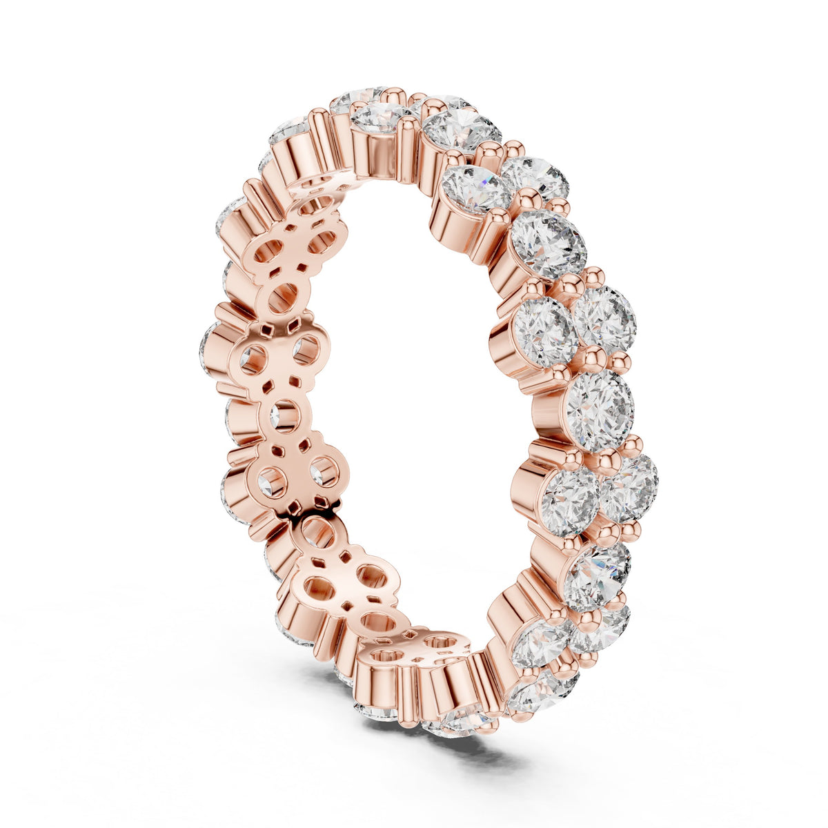 Round Diamond Wide Multi-Row Cluster Eternity Band