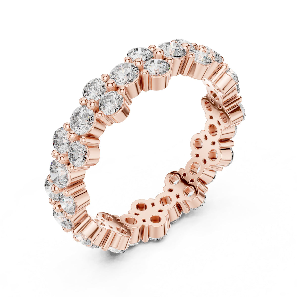 Round Diamond Wide Multi-Row Cluster Eternity Band