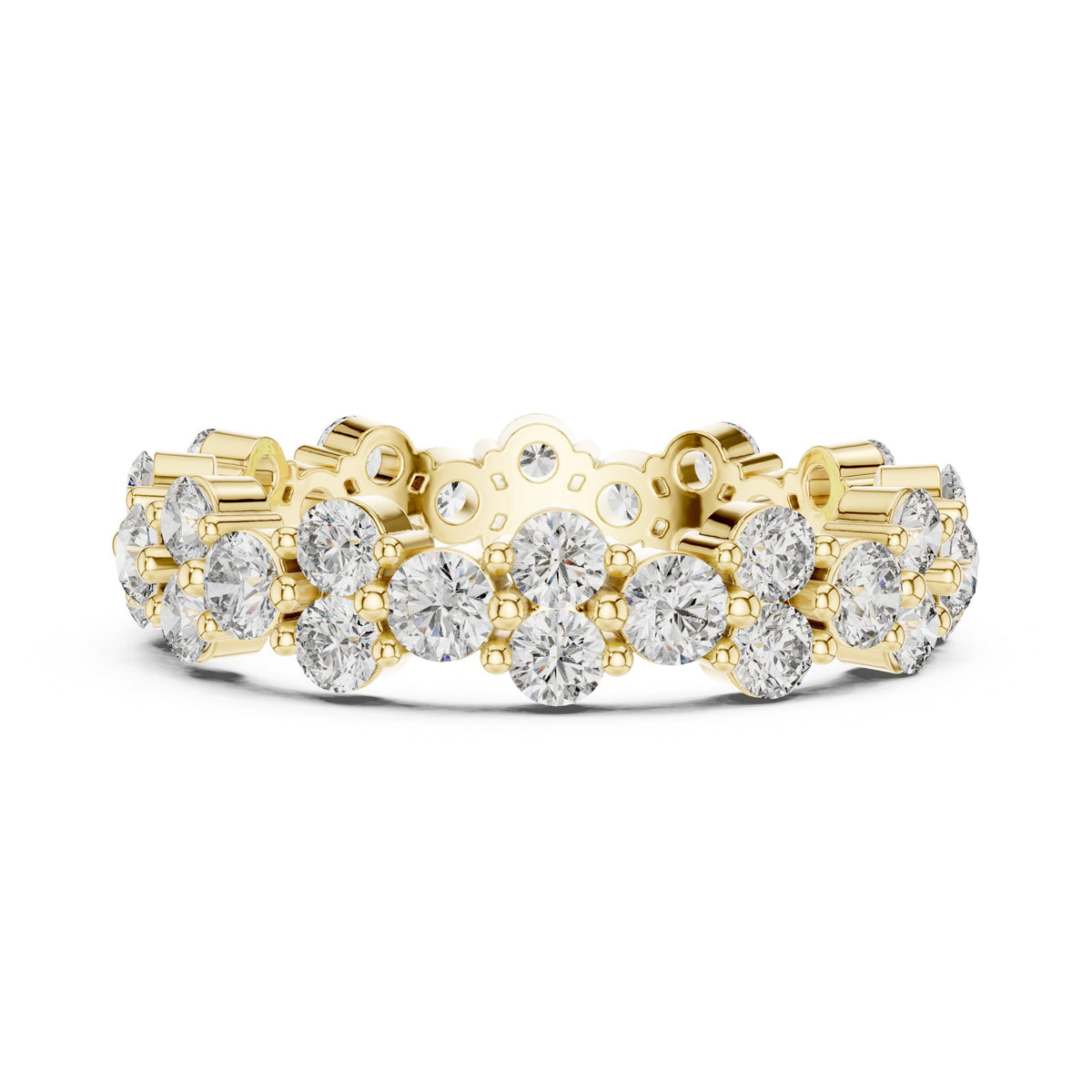 Round Diamond Wide Multi-Row Cluster Eternity Band