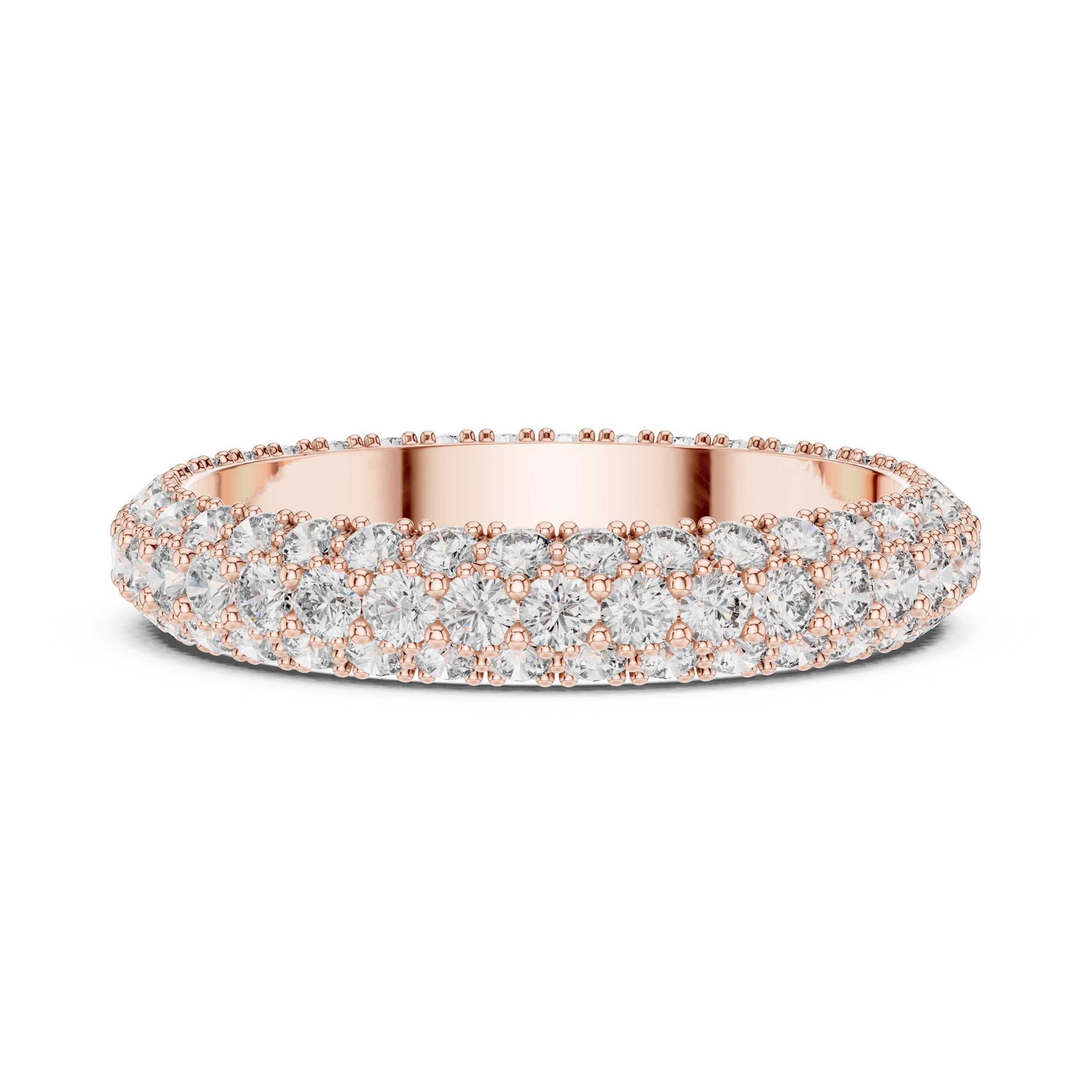 Round Diamond Pavé Dome Eternity Band in Rose Gold - VYKA Diamonds