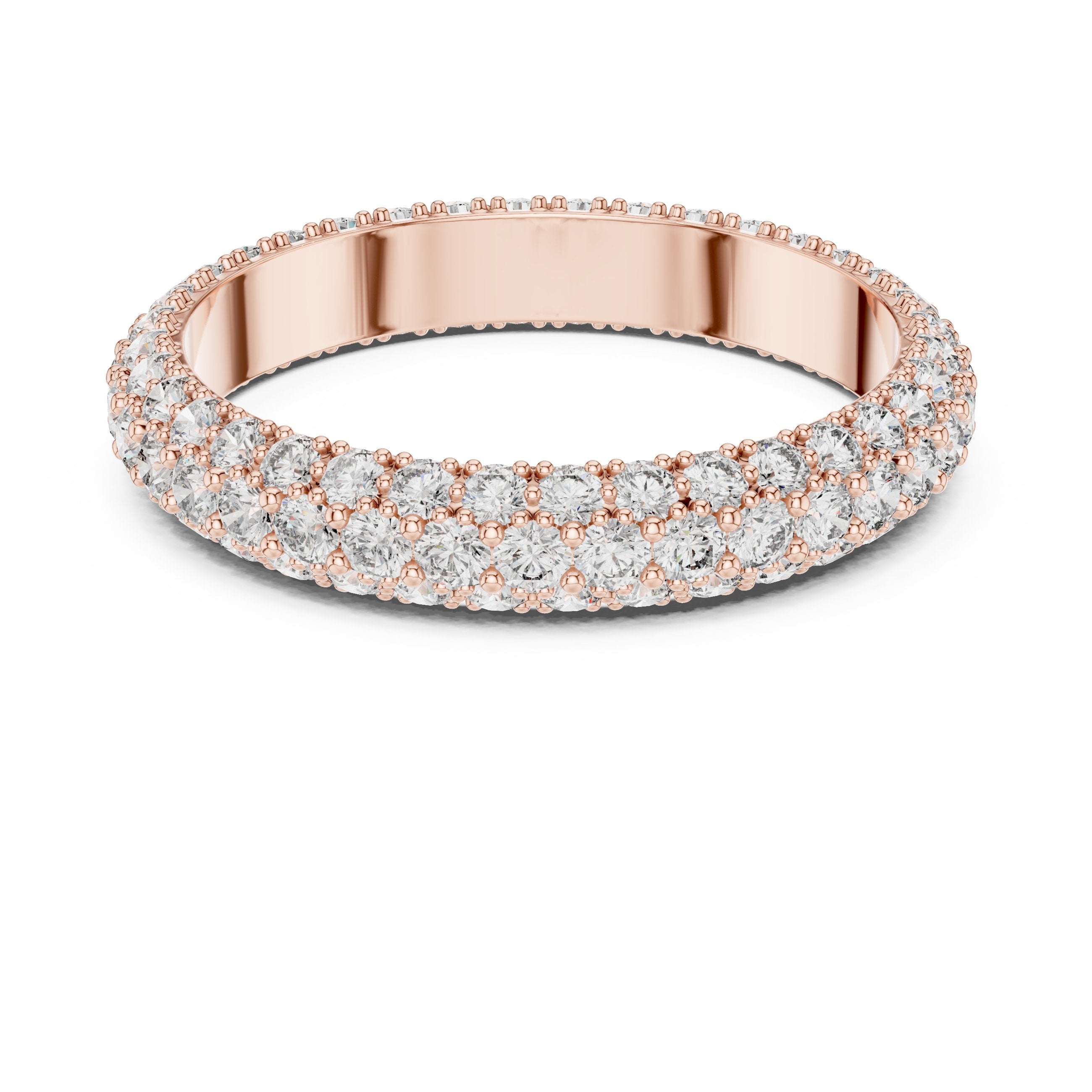 Round Diamond Pavé Dome Eternity Band in Rose Gold - VYKA Diamonds