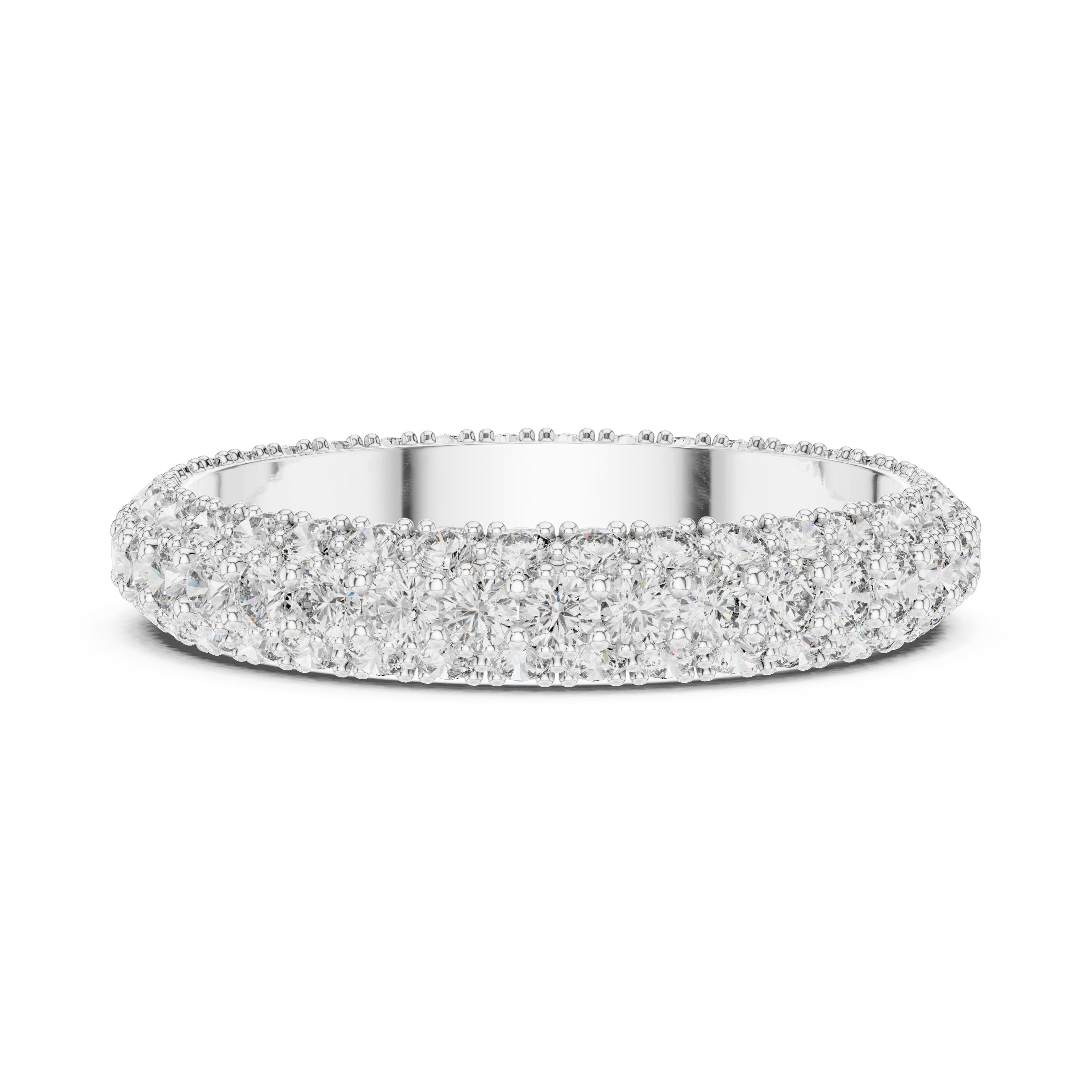 Round Diamond Pavé Dome Eternity Band in White Gold - VYKA Diamonds