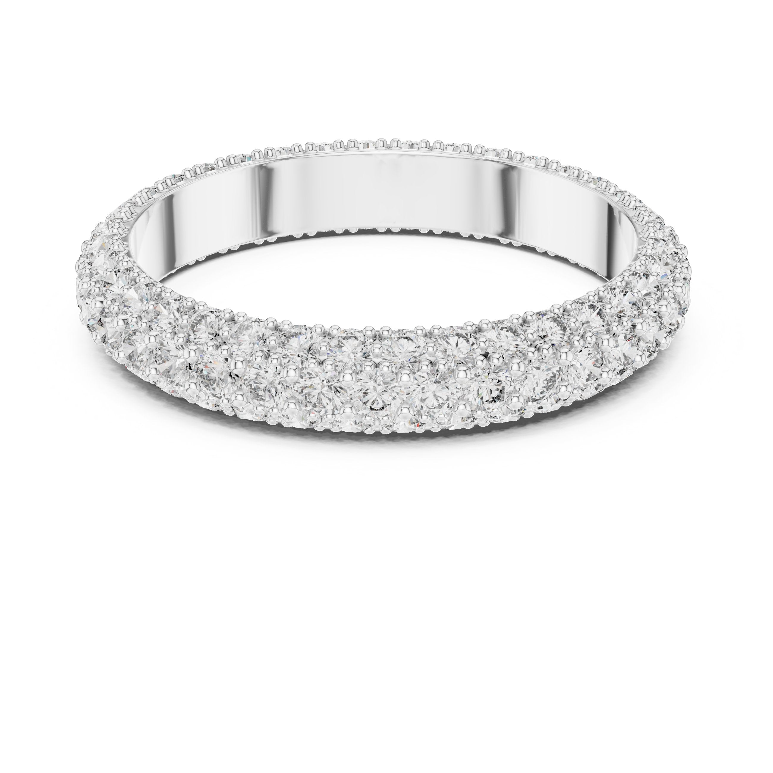 Round Diamond Pavé Dome Eternity Band in White Gold - VYKA Diamonds