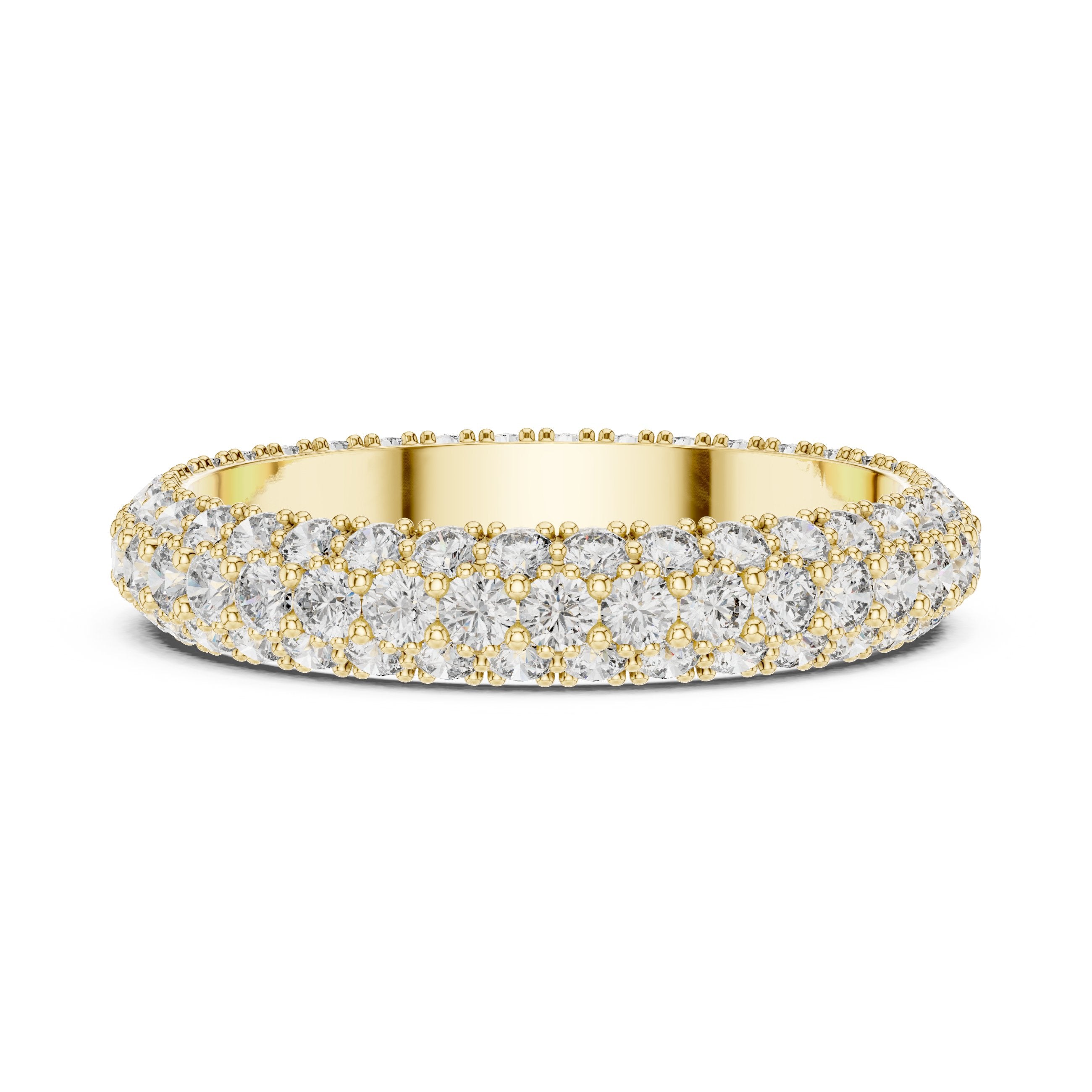 Round Diamond Pavé Dome Eternity Band in Yellow Gold - VYKA Diamonds