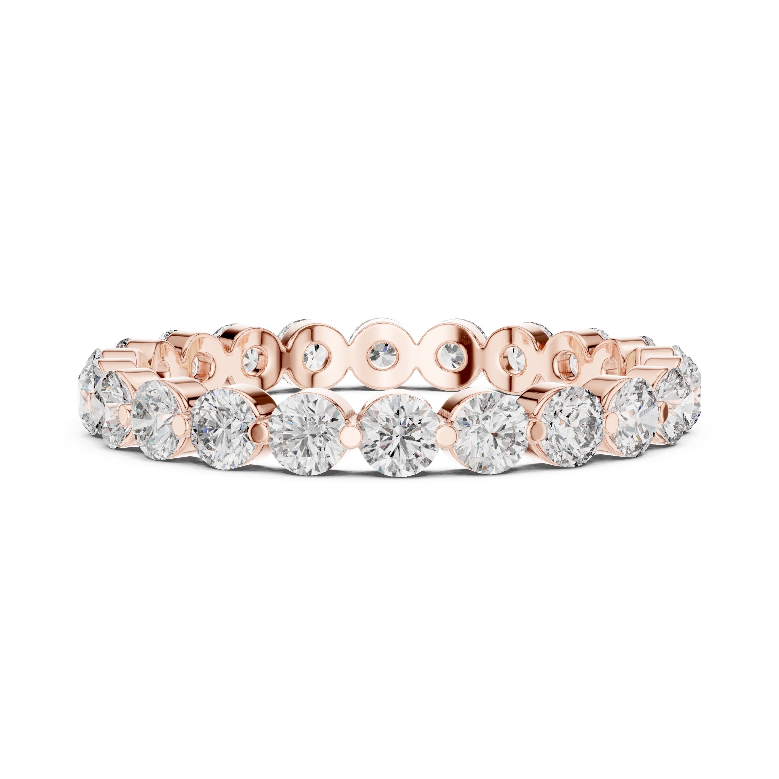 Round Diamond Shared Prong Eternity Band in Rose Gold - VYKA Diamonds