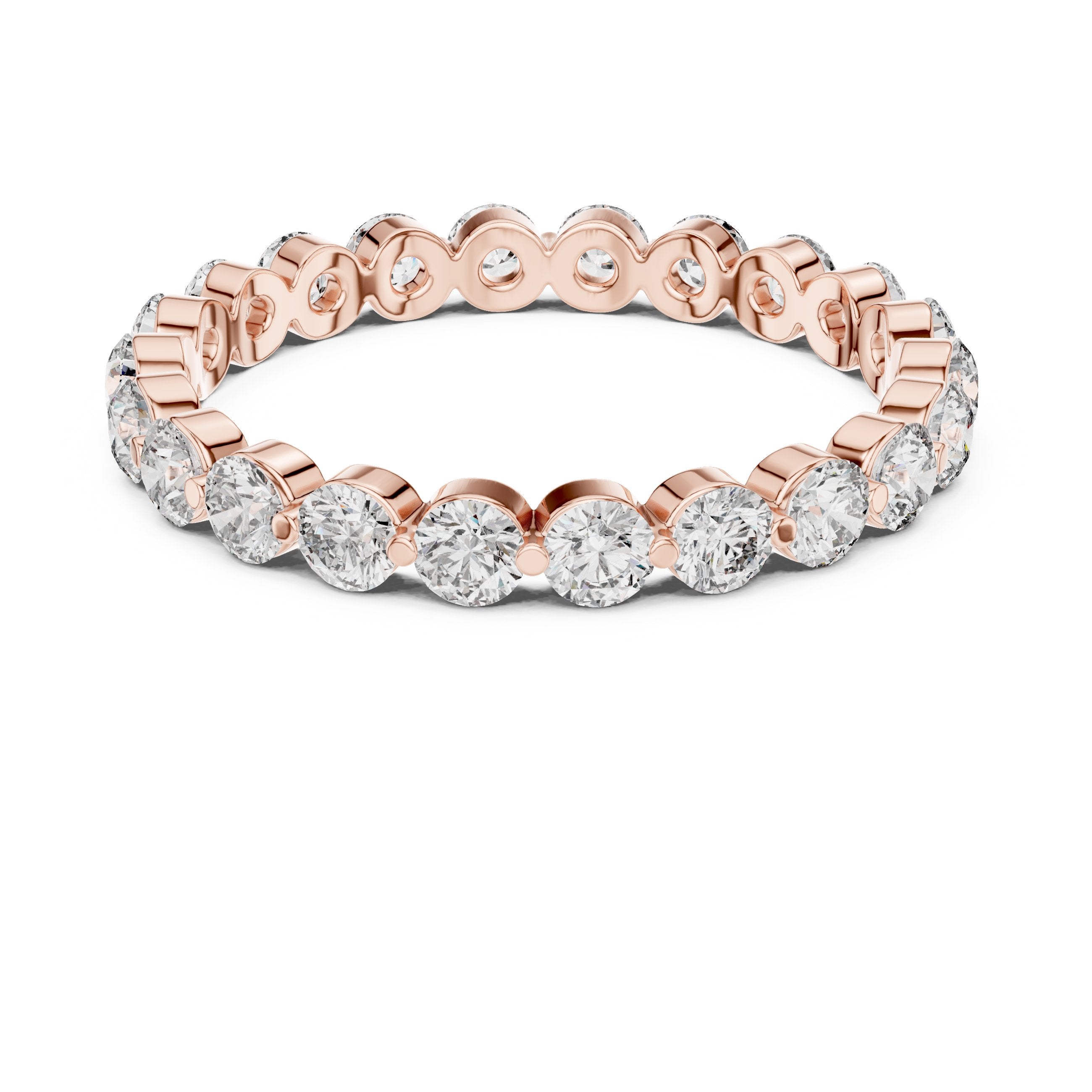 Round Diamond Shared Prong Eternity Band in Rose Gold - VYKA Diamonds