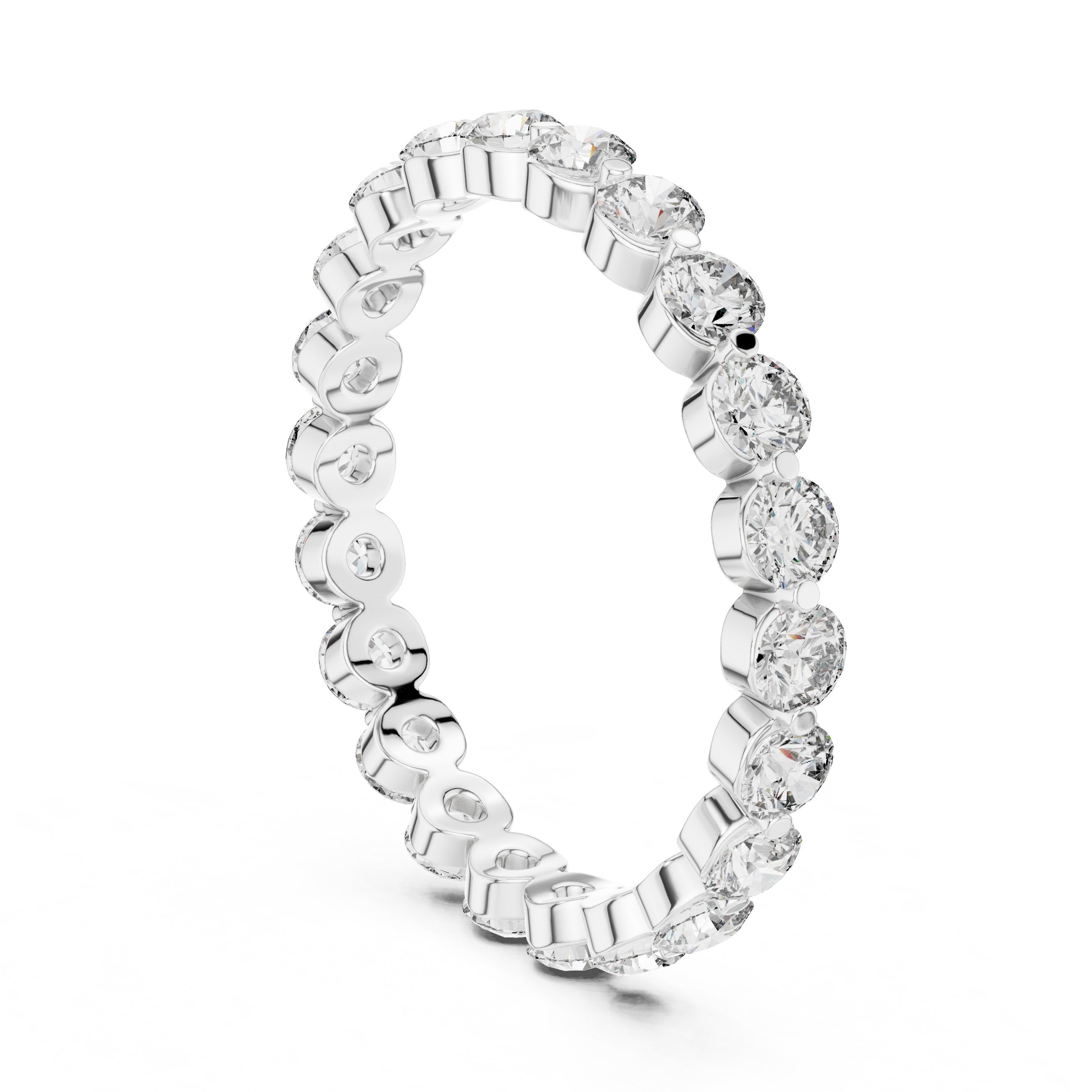 Round Diamond Shared Prong Eternity Band in White Gold - VYKA Diamonds