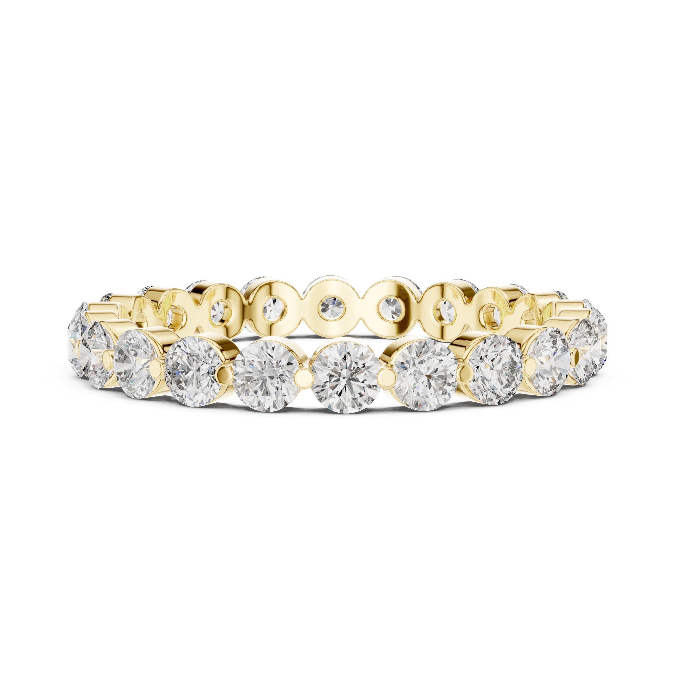 Round Diamond Shared Prong Eternity Band in Yellow Gold - VYKA Diamonds
