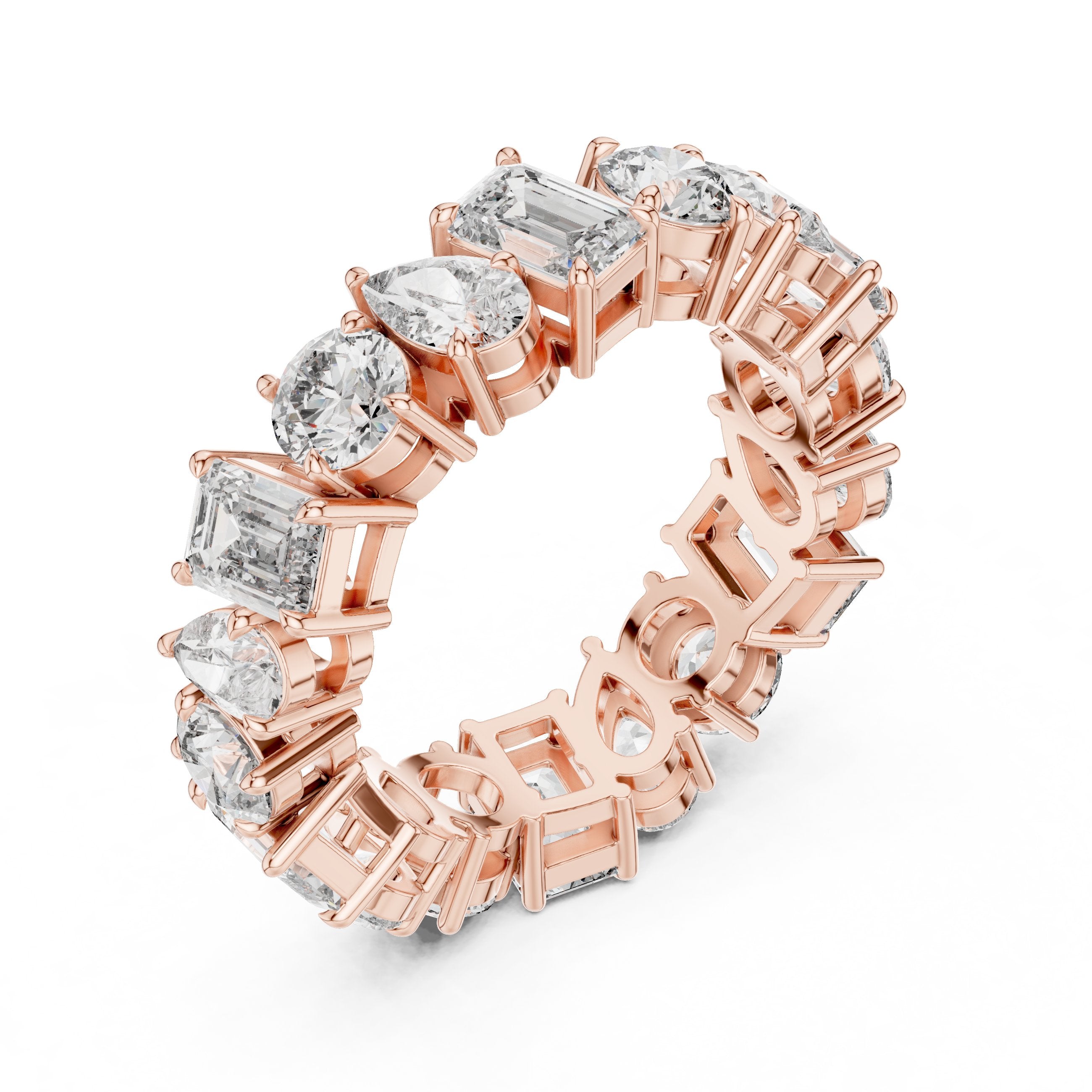 Mixed Shape Diamond Eternity Band in Rose Gold - VYKA Diamonds